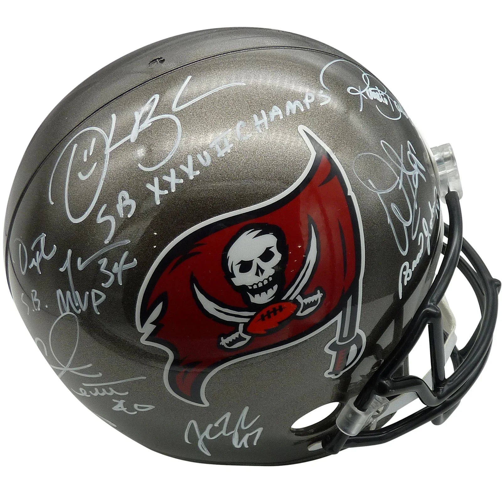 Tampa Bay Buccaneers Super Bowl XXXVII Champs Team Autographed Deluxe Full-Size Replica Helmet - 7 Autographs - Beckett