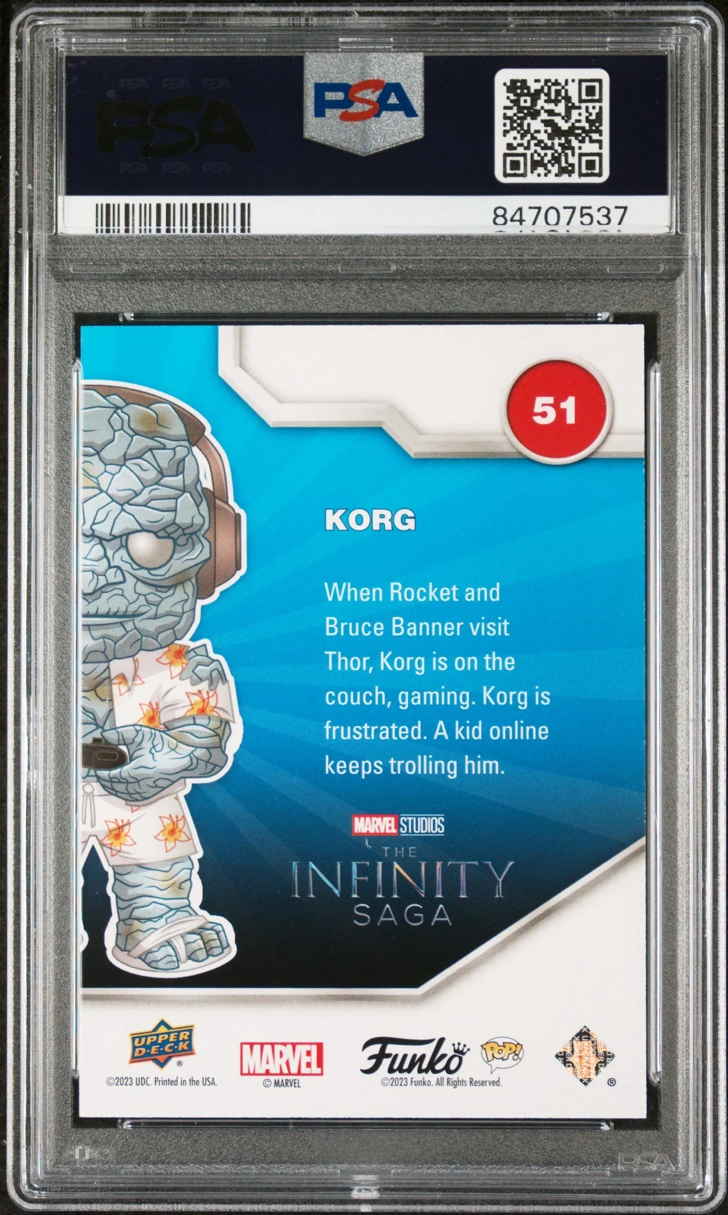 2023 UPPER DECK FUNKO POP MARVEL KORG GAMER CONVENTION #51 PSA 10