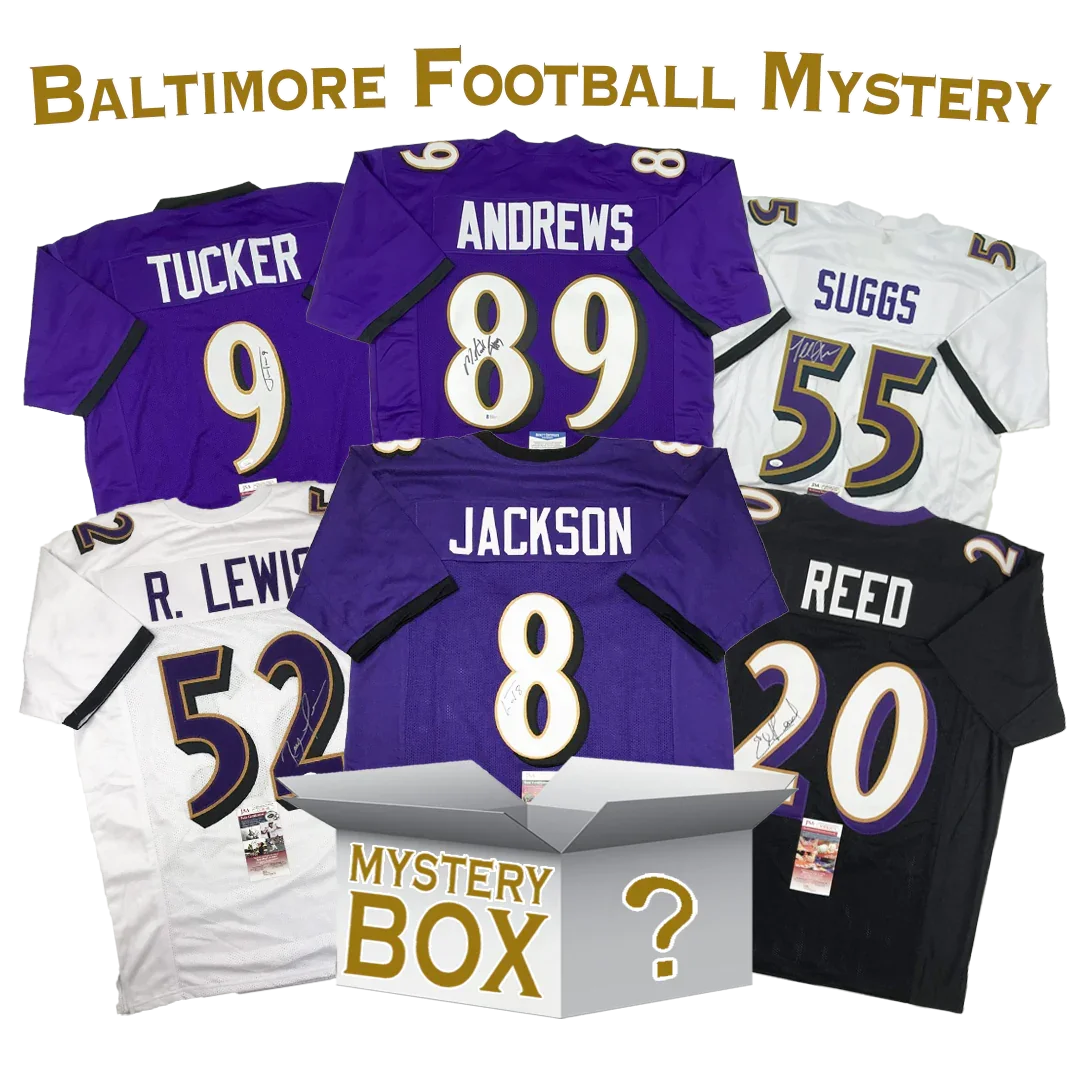 Autographed/Signed Baltimore Football Jersey Mystery Box with PSA JSA or Beckett COA