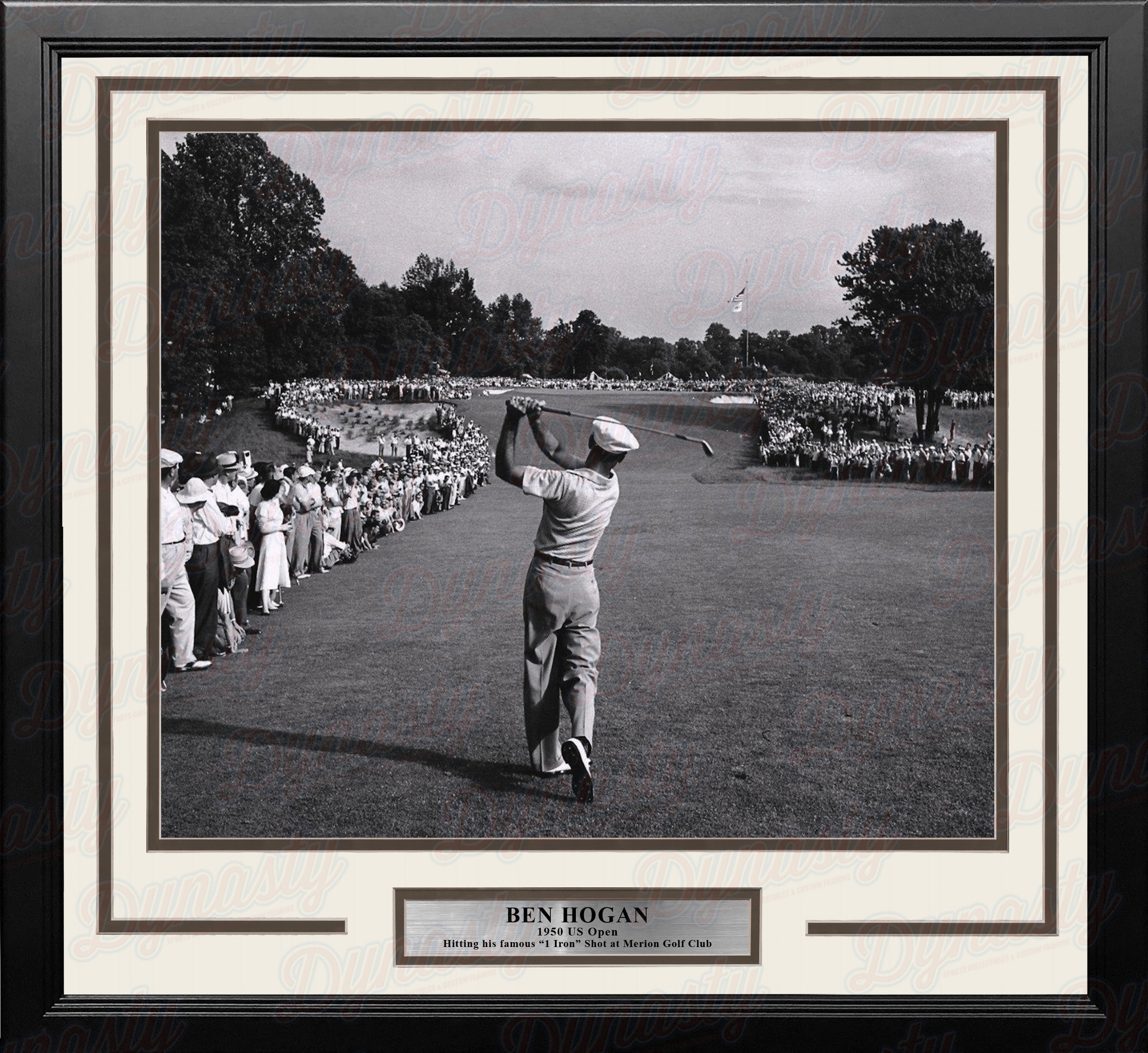 Ben Hogan 1-Iron Shot at the 1950 US Open at Merion Framed Golf Photo