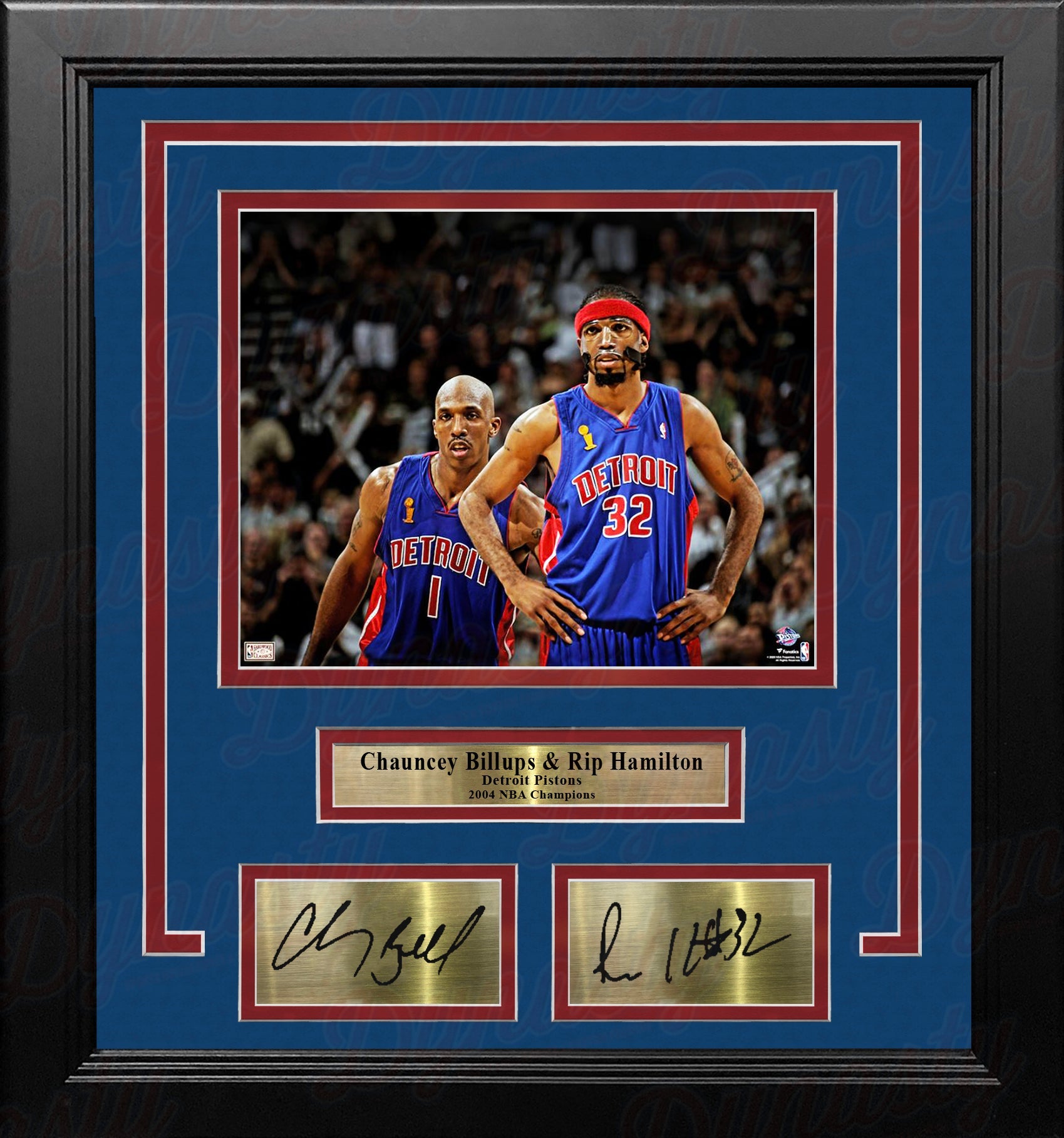 Chauncey Billups & Richard Hamilton Detroit Pistons 8x10 Framed Photo with Engraved Autographs