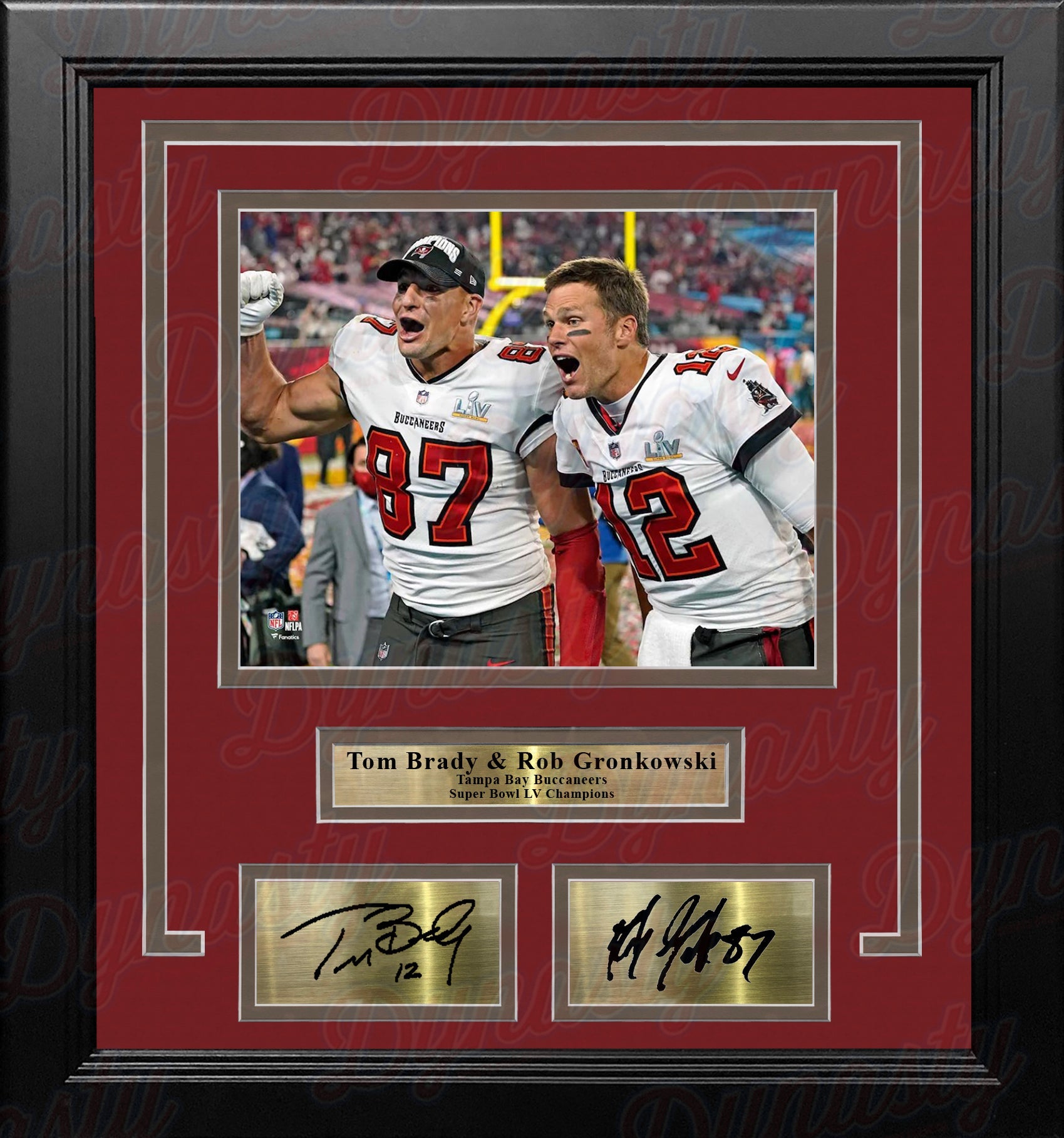 Tom Brady & Rob Gronkowski Super Bowl LV Tampa Bay Buccaneers 8x10 Framed Photo Engraved Autographs