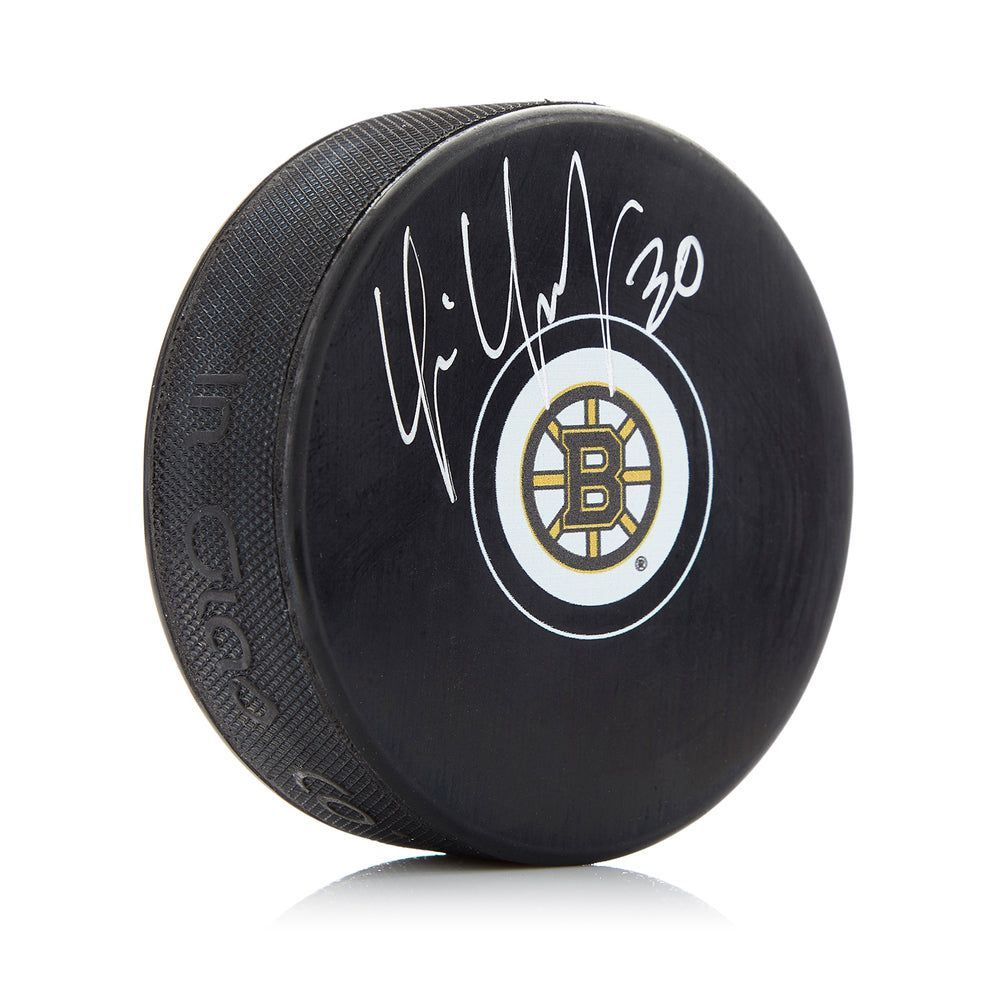 Tim Thomas Boston Bruins Autographed Logo Puck
