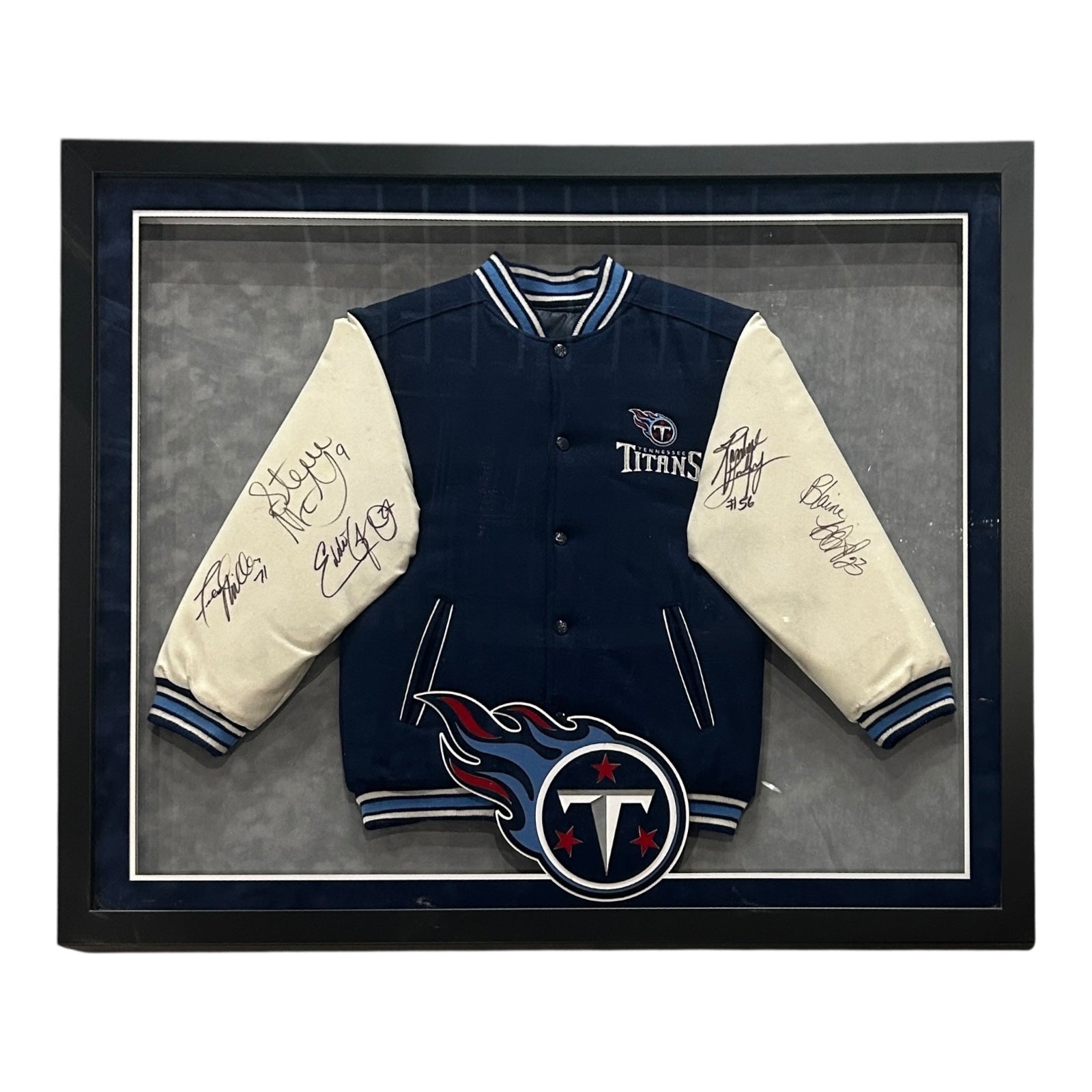 Tennessee Titans Legends Autographed Deluxe Framed Titans Jacket - JSA