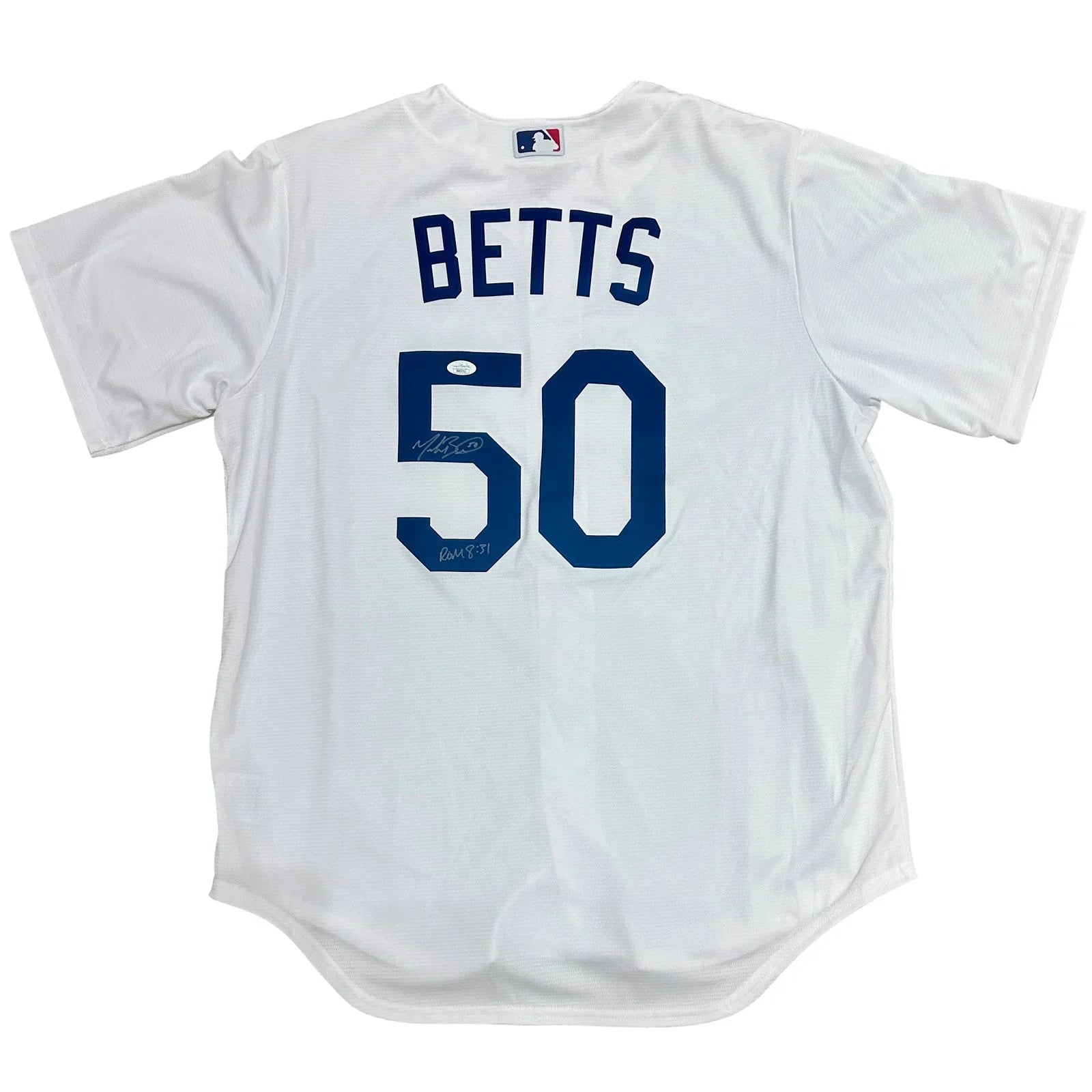 Mookie Betts Autographed Los Angeles Dodgers (2020 World Series White #50) Authentic Jersey - JSA