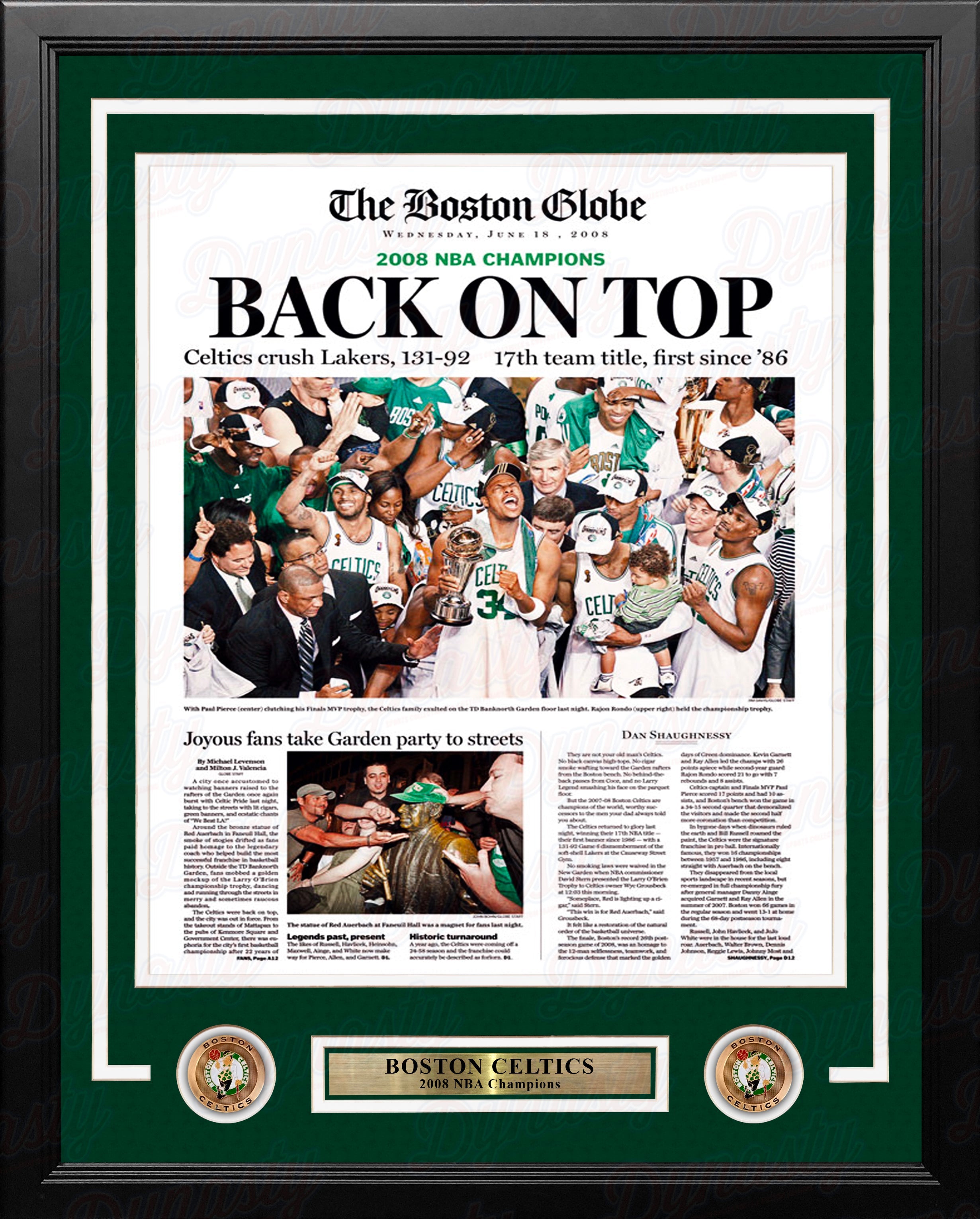 Boston Celtics 2008 NBA Champions Framed Boston Globe Photo