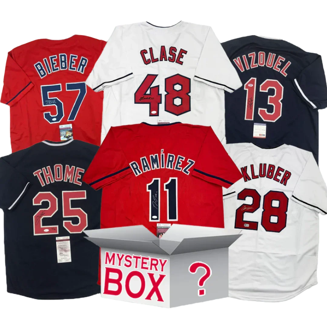 Autographed/Signed Cleveland Baseball Jersey Mystery Box with PSA JSA or Beckett COA