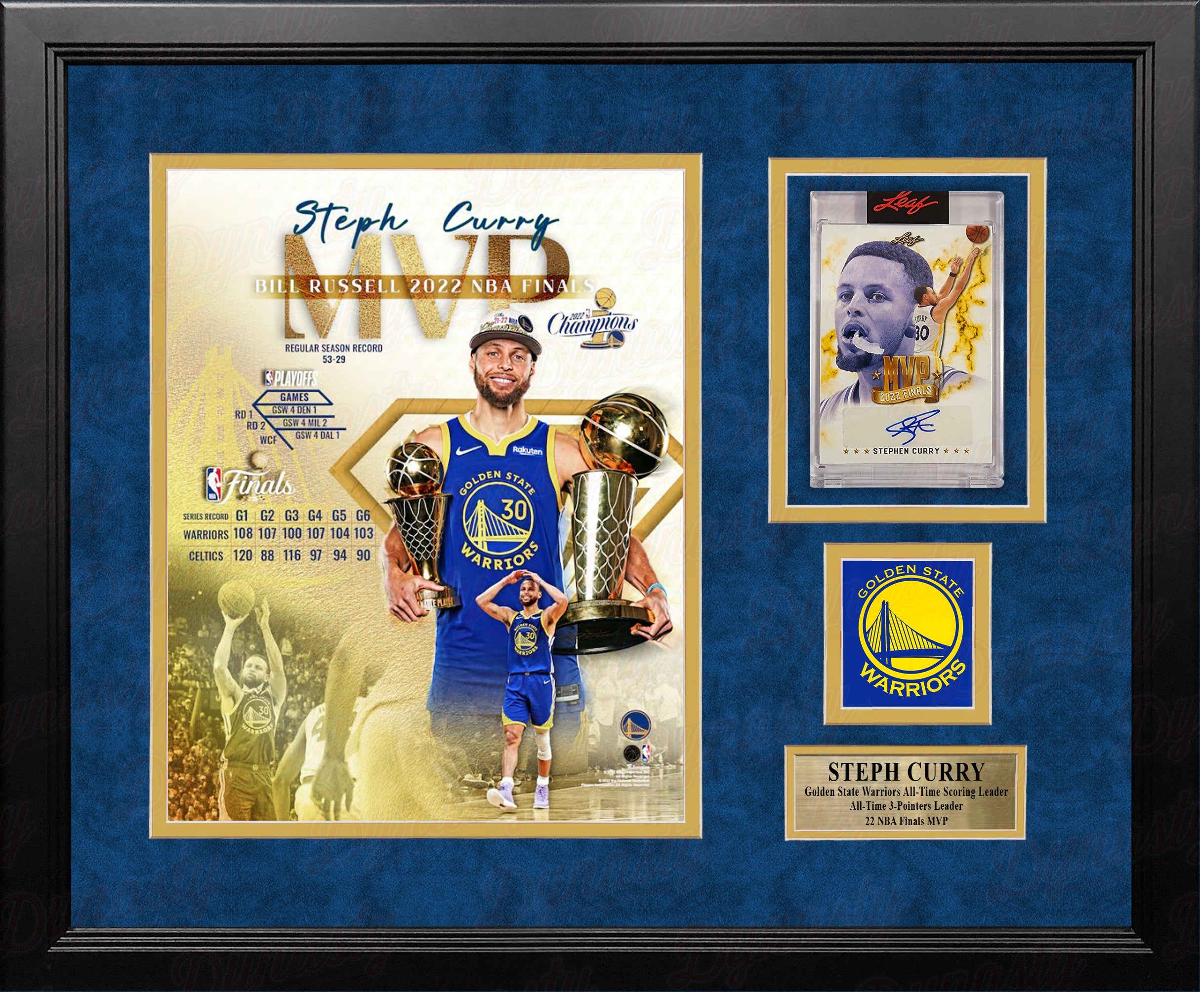 Steph Curry Finals MVP Photo & Autographed Card Golden State Warriors Framed Collage - 1/316