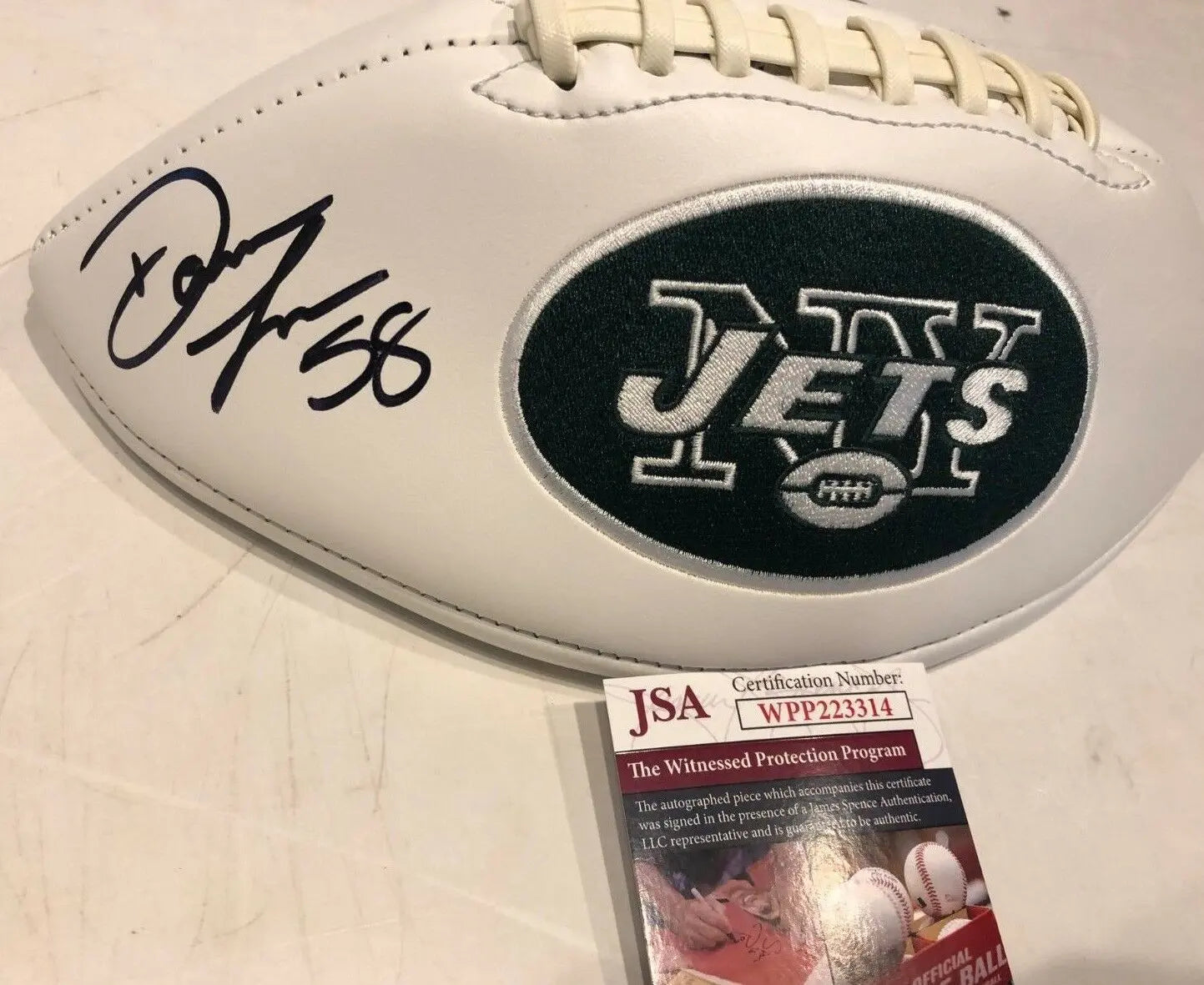 DARRON LEE AUTOGRAPHED SIGNED N.Y. JETS LOGO FOOTBALL JSA COA