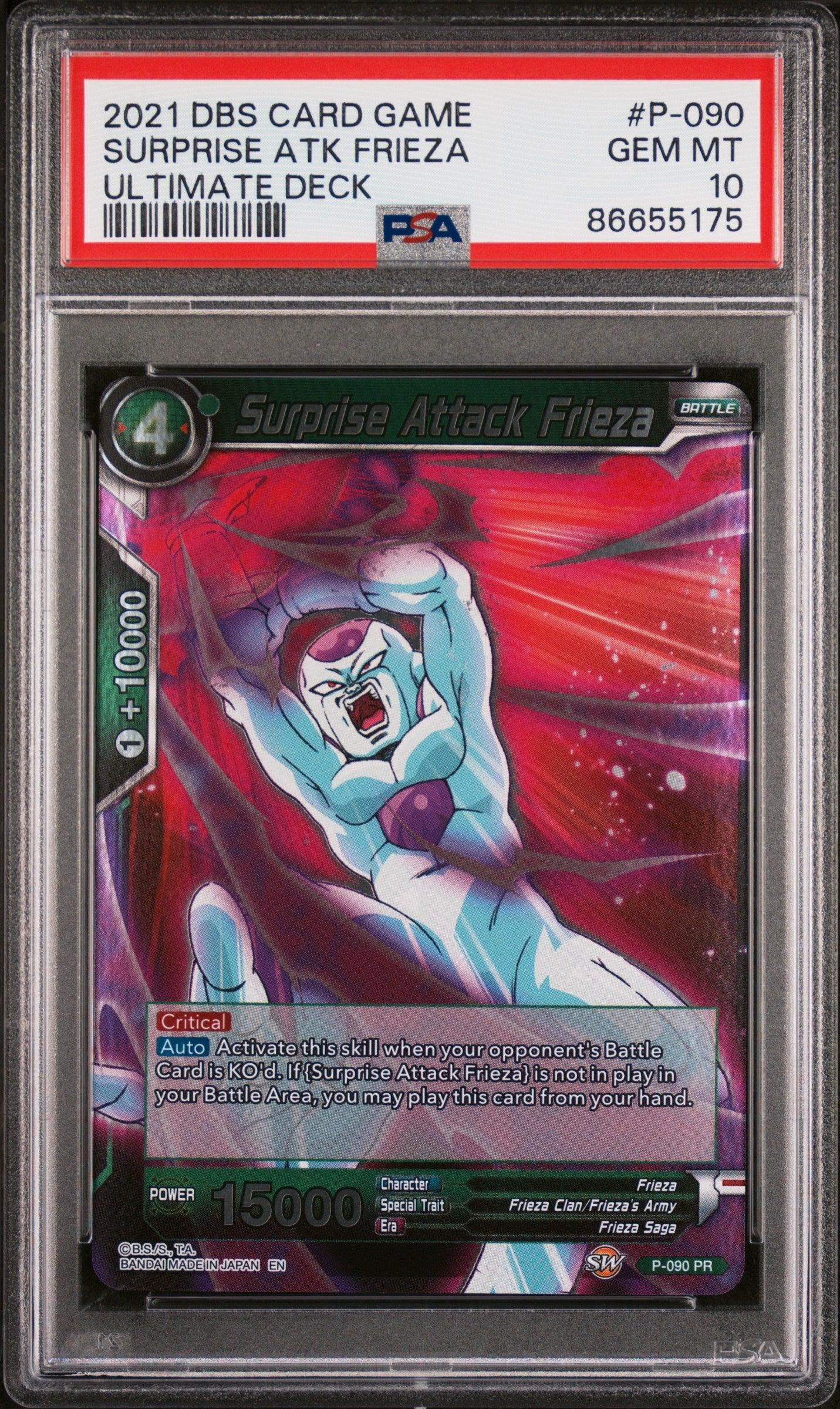 2021 DRAGON BALL SUPER ULTIMATE DECK SURPRISE ATK FRIEZA #P-090 - PSA 10