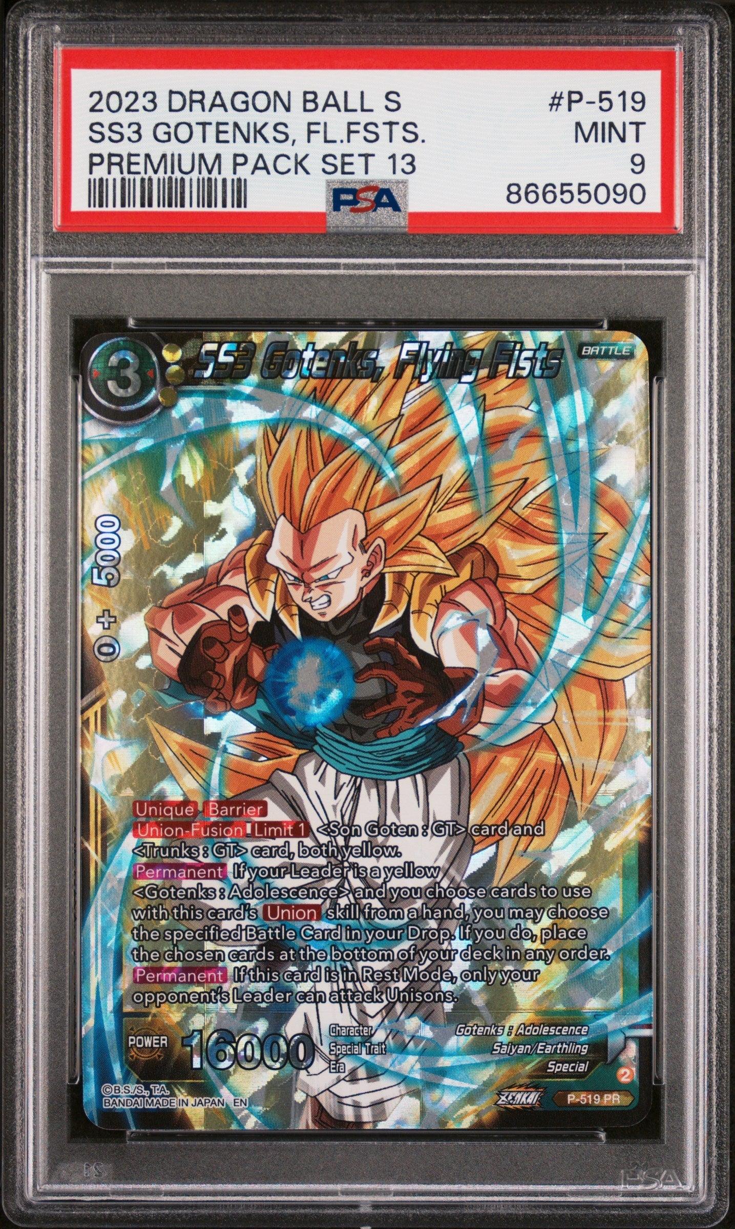 2023 DRAGON BALL SUPER 2 CRITICAL BLOW 13 SS3 GOTENKS, FLYN FST #P-519 - PSA 9