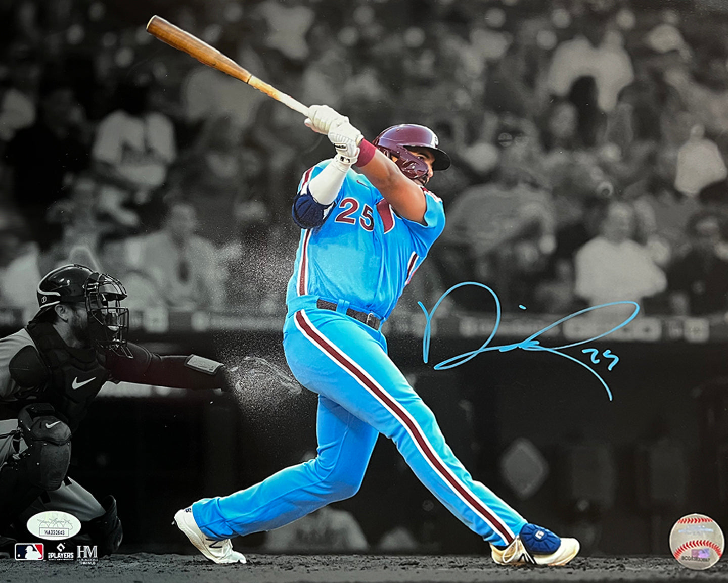 Darick Hall First Home Run Philadelphia Phillies Autographed Baseball Photo