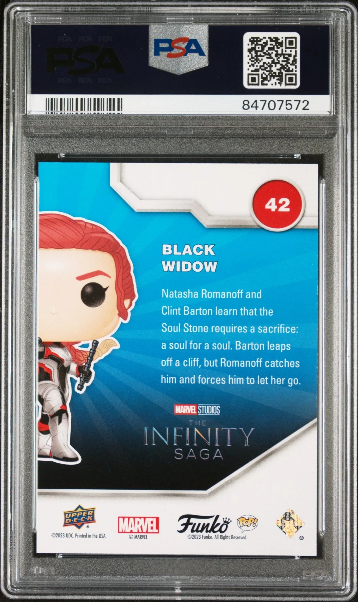 2023 UPPER DECK FUNKO POP MARVEL BLACK WIDOW PATINA #42 PSA 10