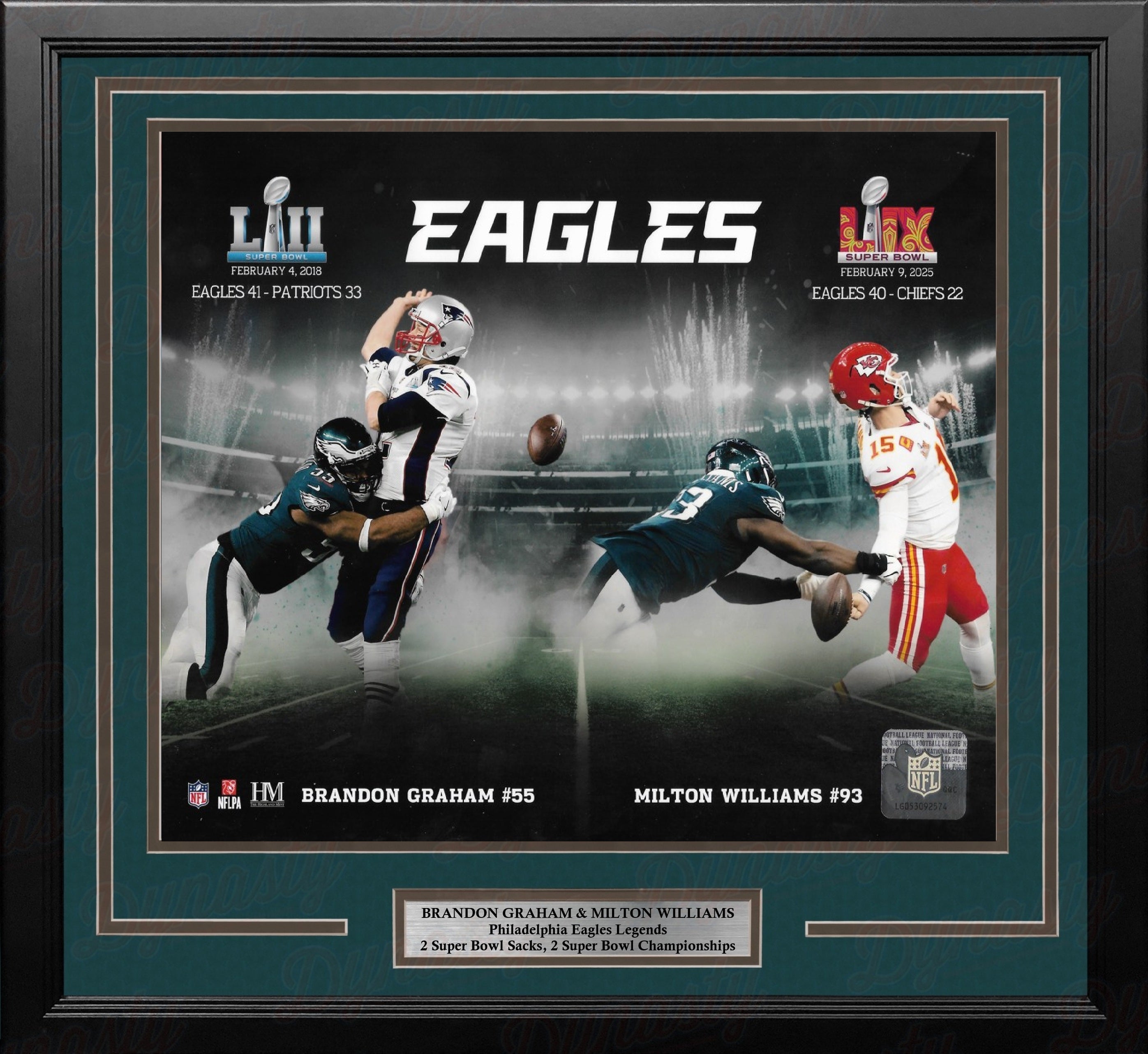Brandon Graham & Milton Williams Super Bowl Sacks Philadelphia Eagles 16" x 20" Framed Collage Photo
