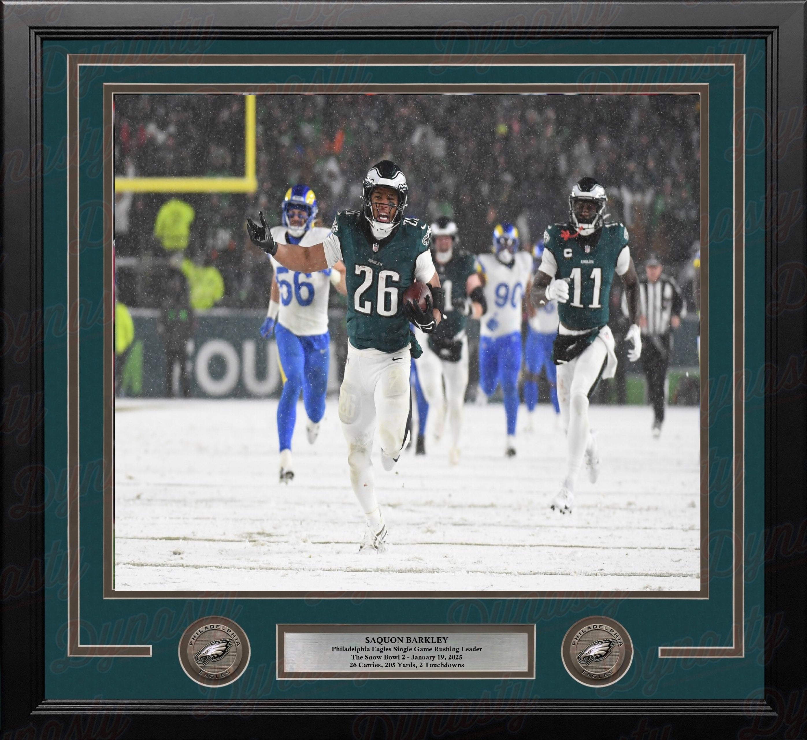 Saquon Barkley Snow Bowl Celebration Philadelphia Eagles 16" x 20" Framed Football Photo