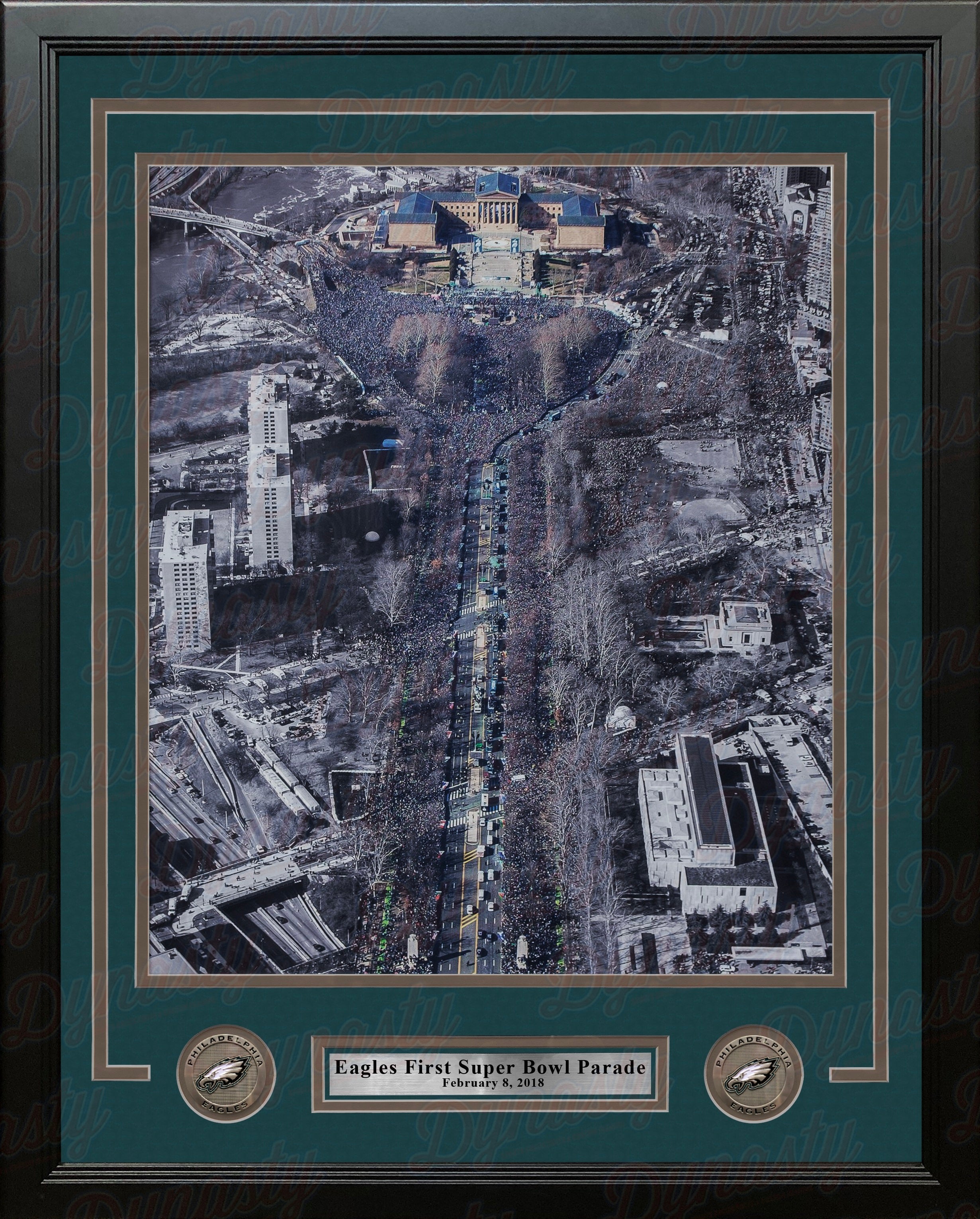 Philadelphia Eagles Super Bowl LII Champions Parade NFL Football Framed and Matted Photo