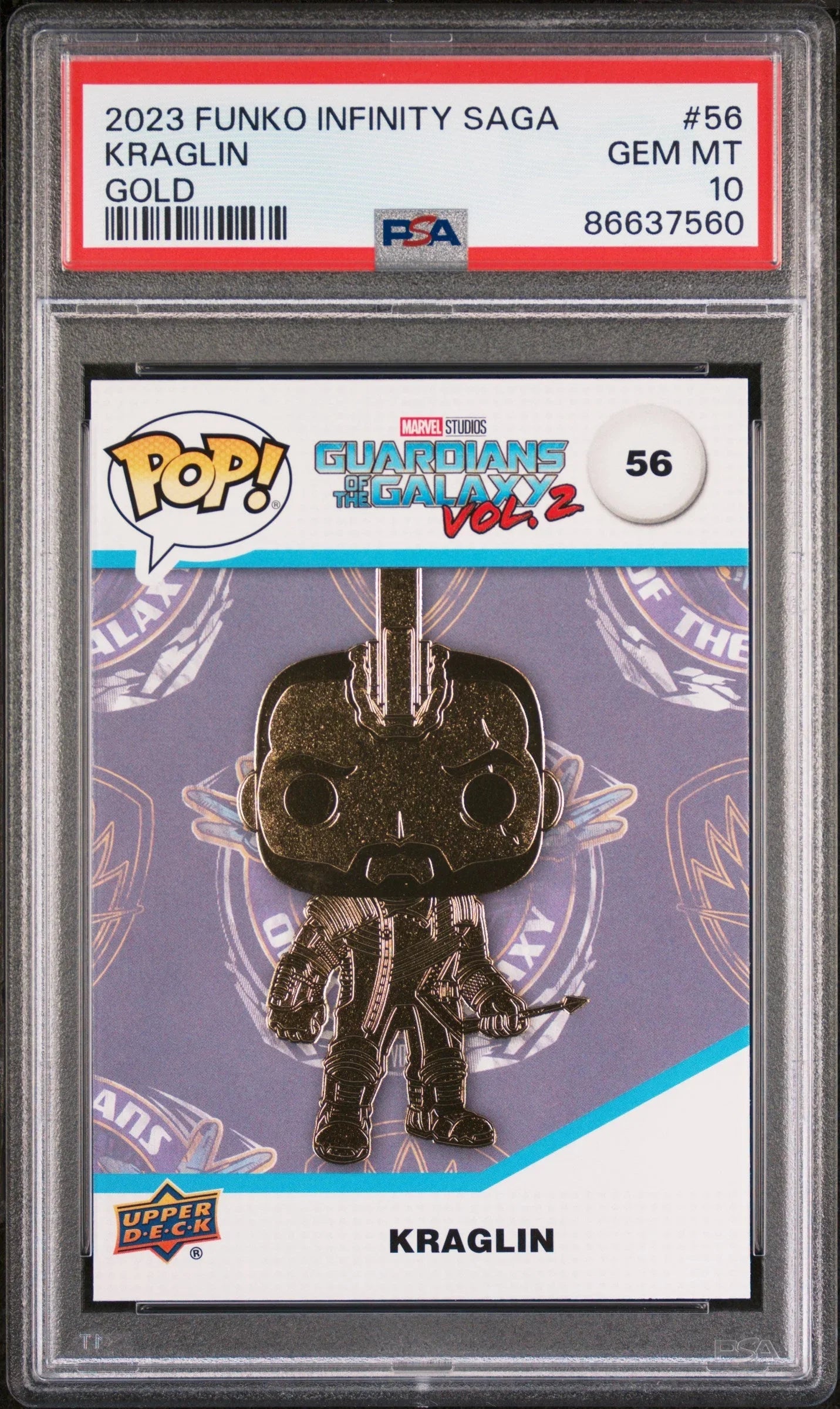 2023 UPPER DECK FUNKO POP MARVEL KRAGLIN GOLD #56 PSA 10