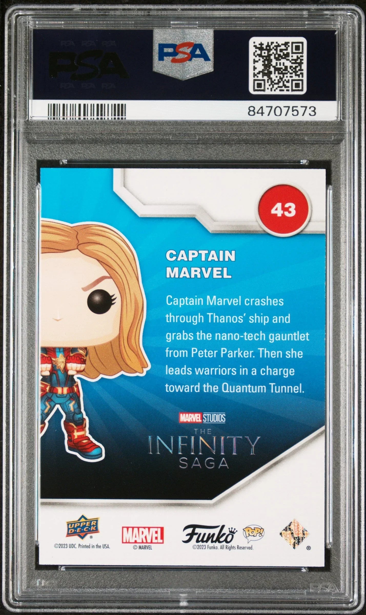 2023 UPPER DECK FUNKO POP MARVEL CAPTAIN MARVEL PATINA #43 PSA 10