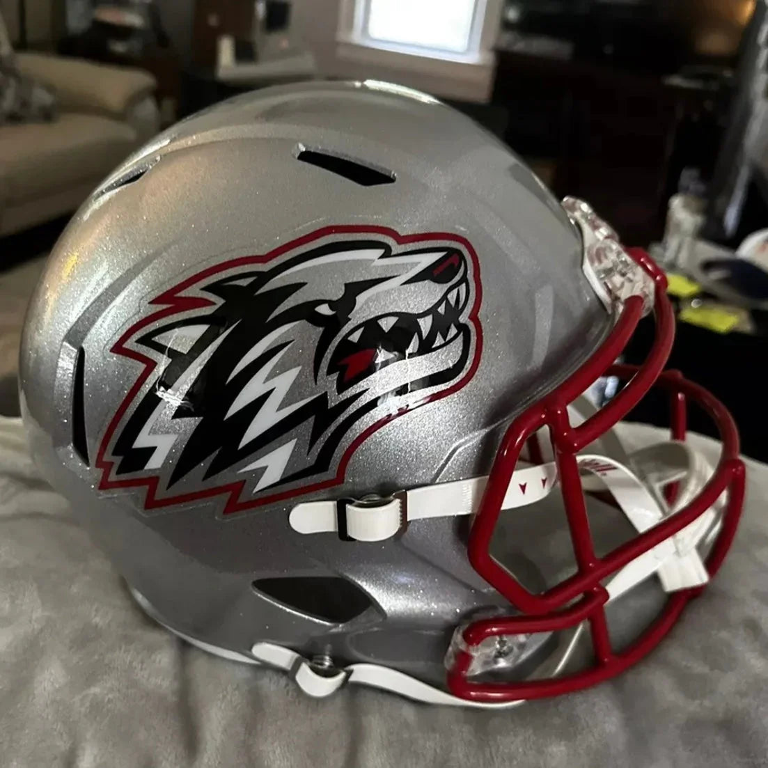 New Mexico Lobos Full Size Speed Replica Football Helmet Silver- NCAA