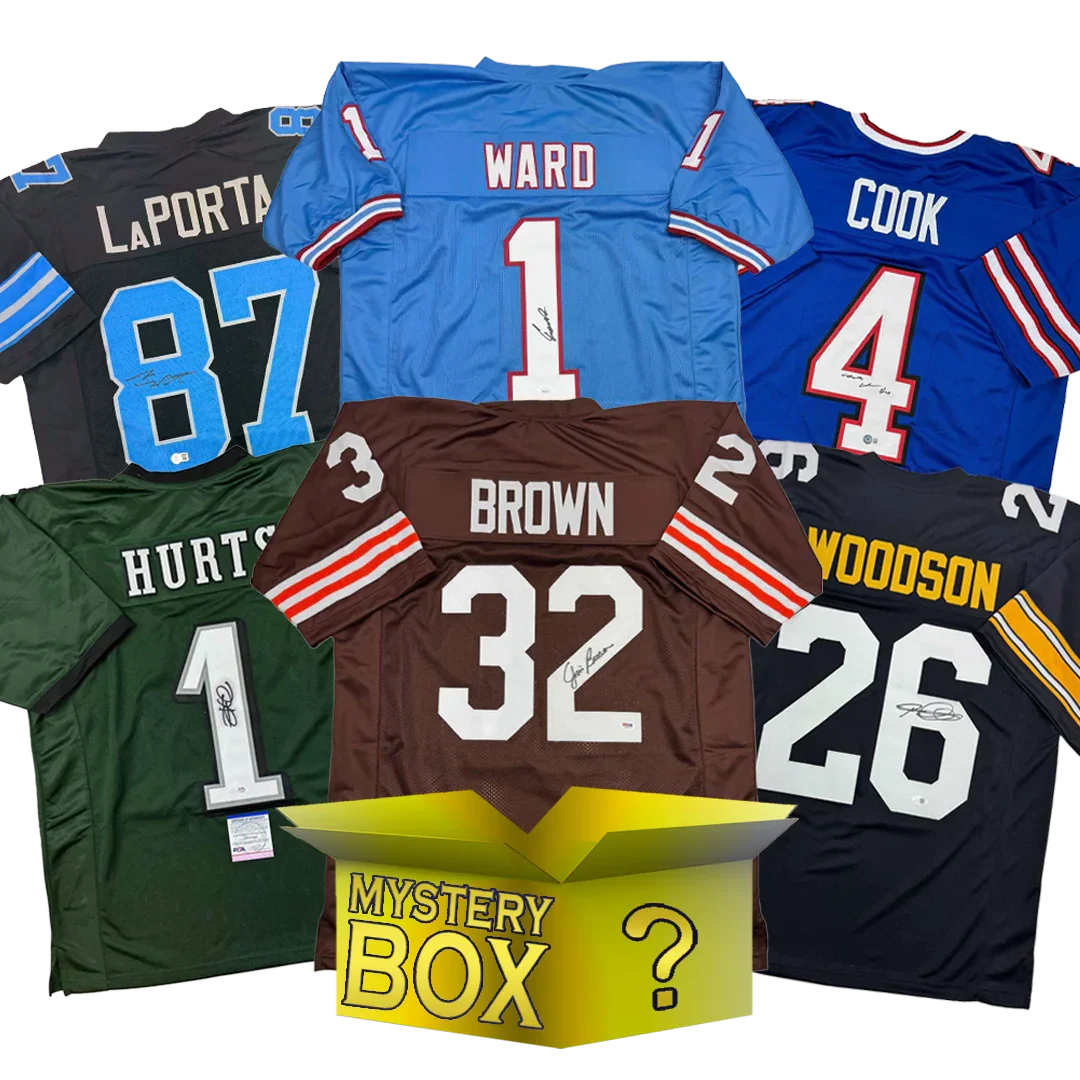 Autographed/Signed Football GOLD Series 4 Jersey Mystery Box with PSA JSA or Beckett COA