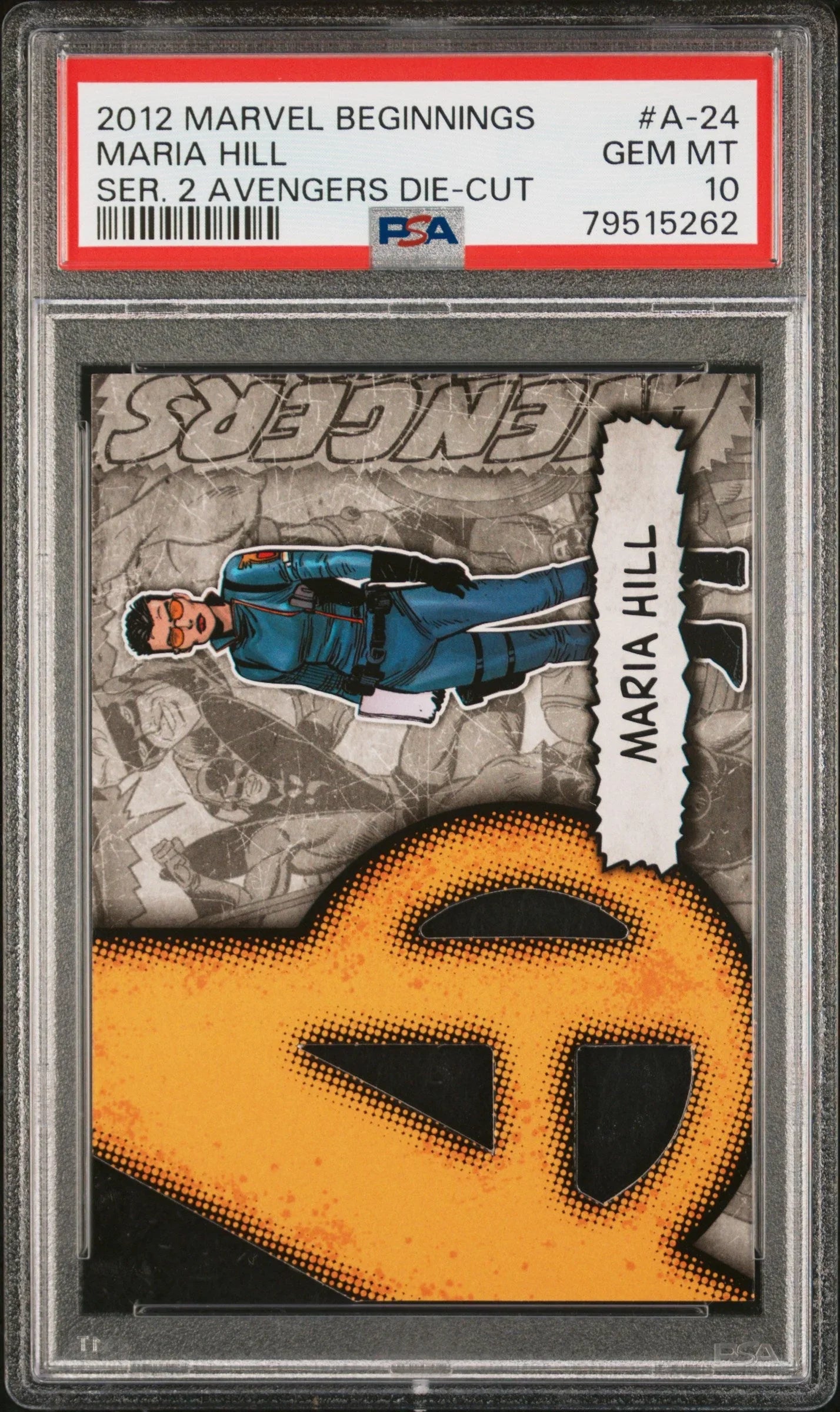 2012 MARVEL BEGINNINGS SERIES 2 AVENGERS DIE-CUT MARIA HILL #A-24 - PSA 10