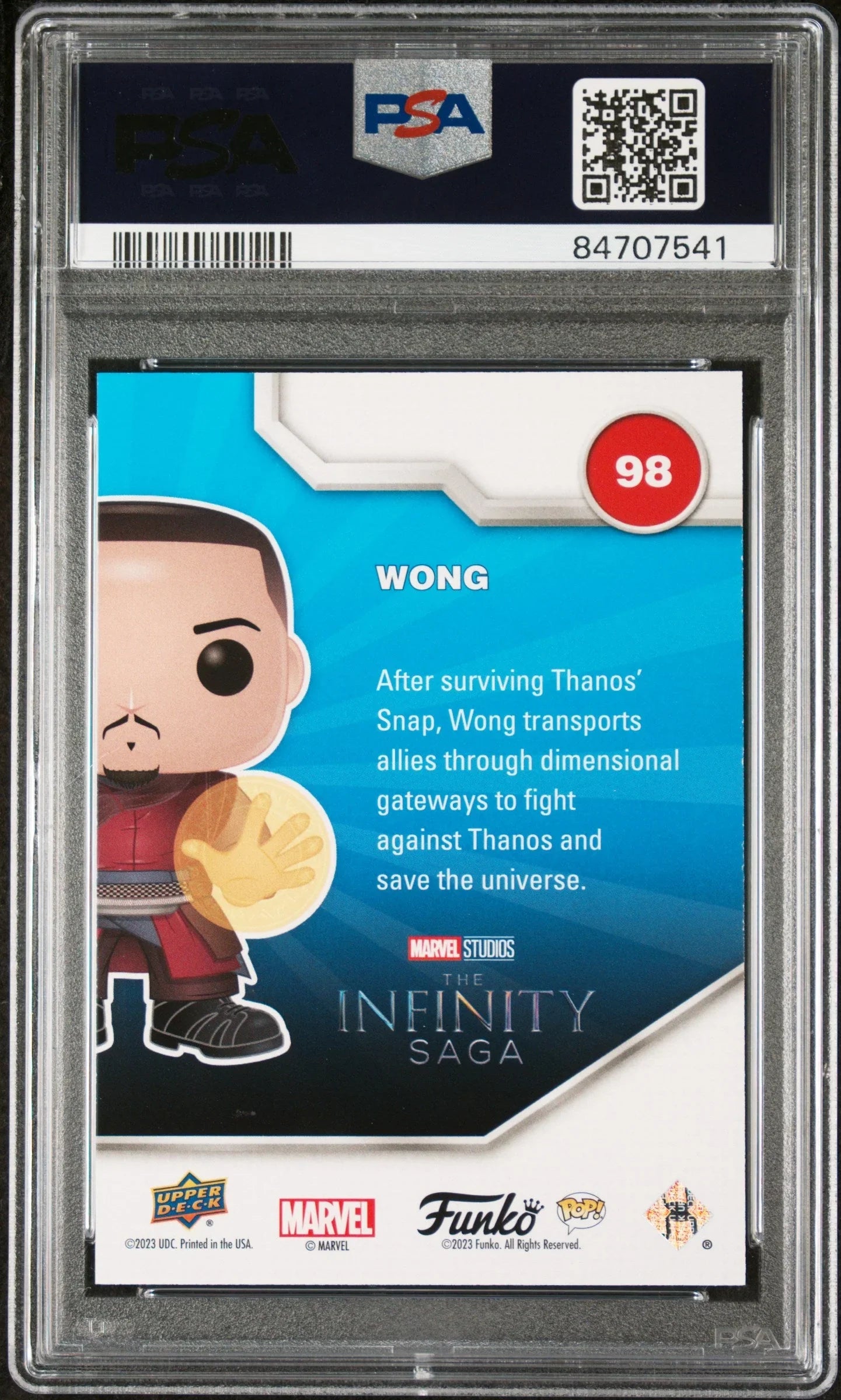2023 UPPER DECK FUNKO POP MARVEL WONG CONVENTION #98 PSA 10