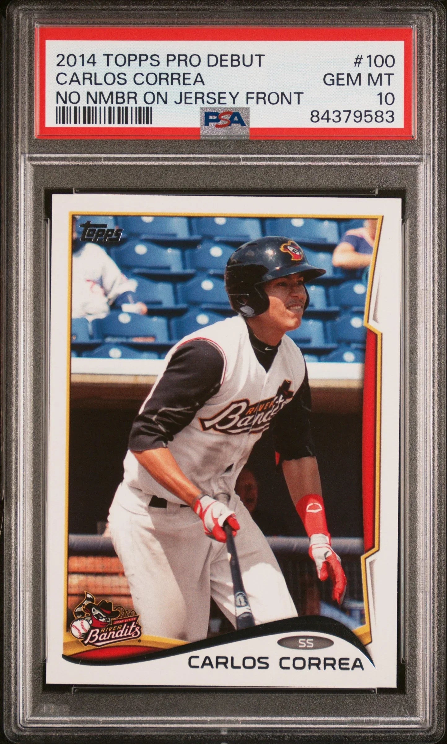 2014 TOPPS PRO DEBUT CARLOS CORREA NO NMBR ON JERSEY FRONT #100 - PSA 10 ROOKIE CARD