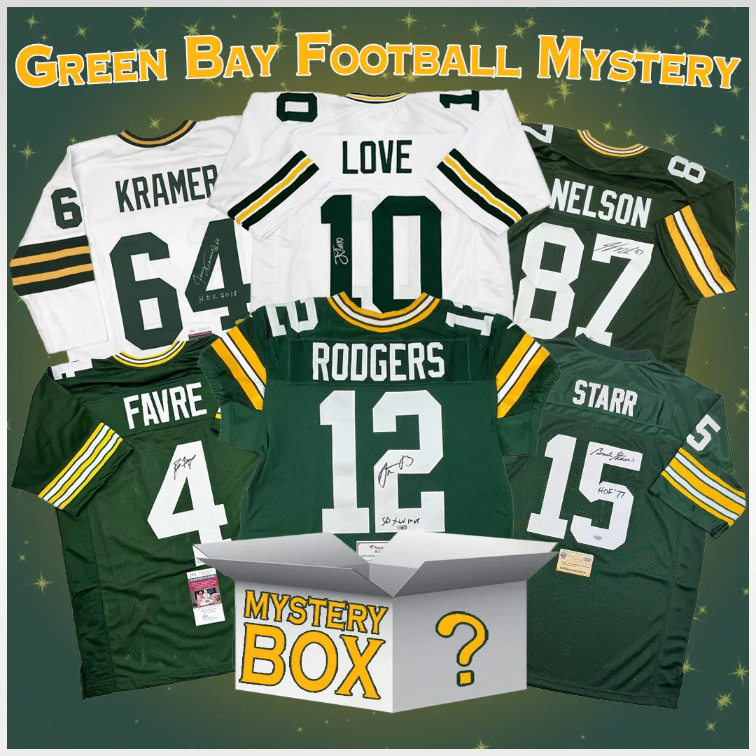 Autographed/Signed Green Bay Football Jersey Mystery Box with PSA JSA or Beckett COA