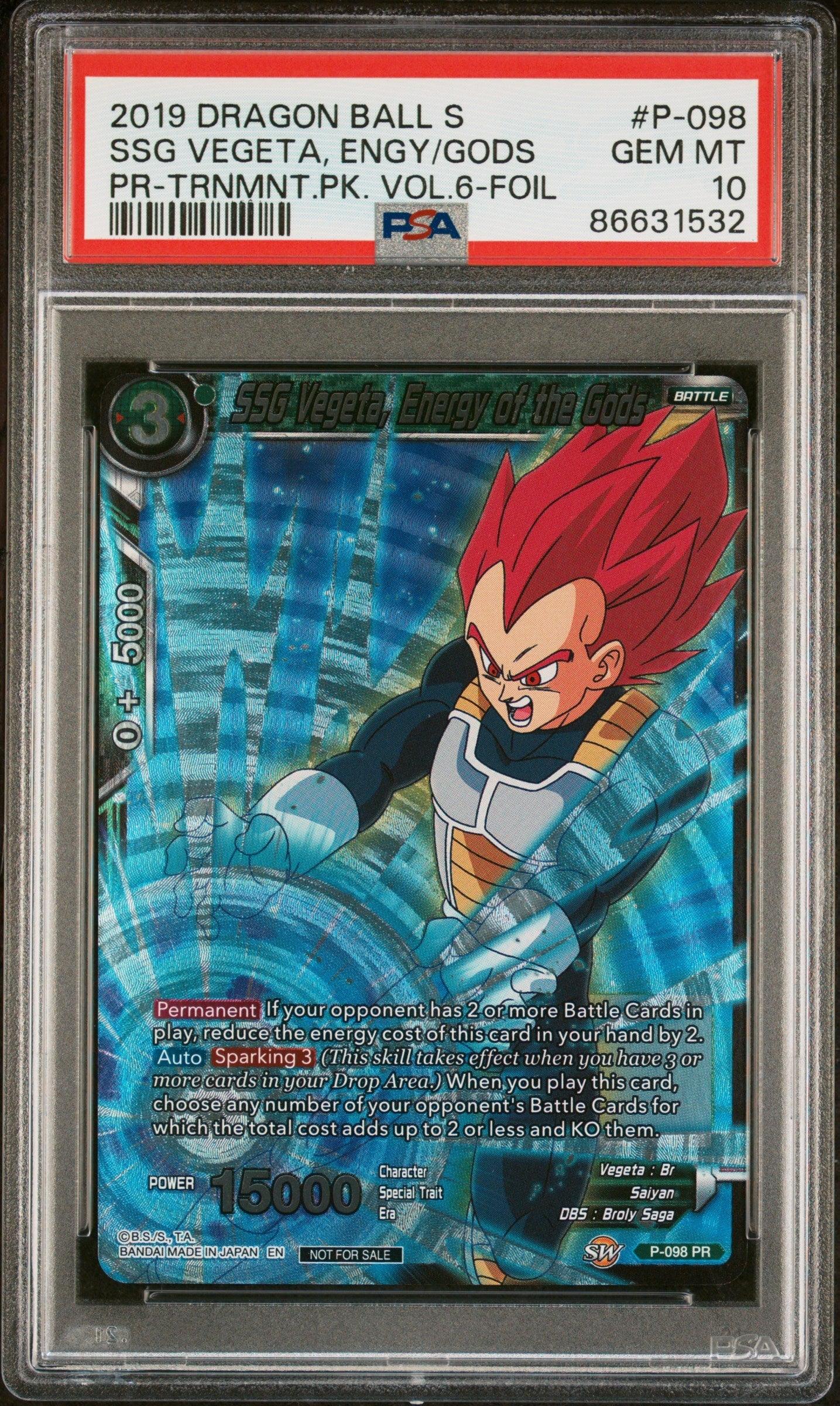 2019 DRAGON BALL SUPER OFFICIAL SSG VEGETA, ENGY/GODS #P-098 PSA 10