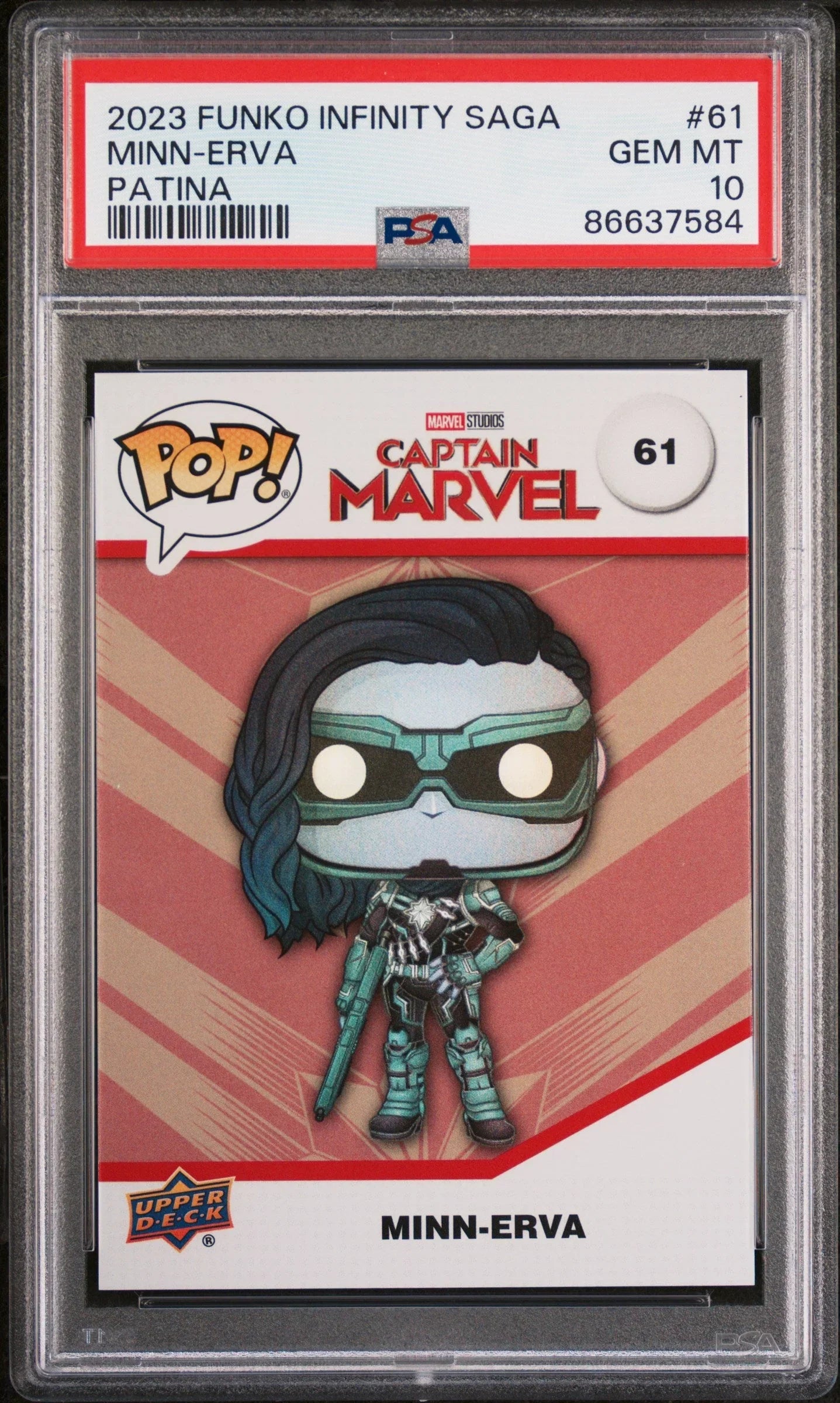2023 UPPER DECK FUNKO POP MARVEL MINNERVA PATINA #61 PSA 10
