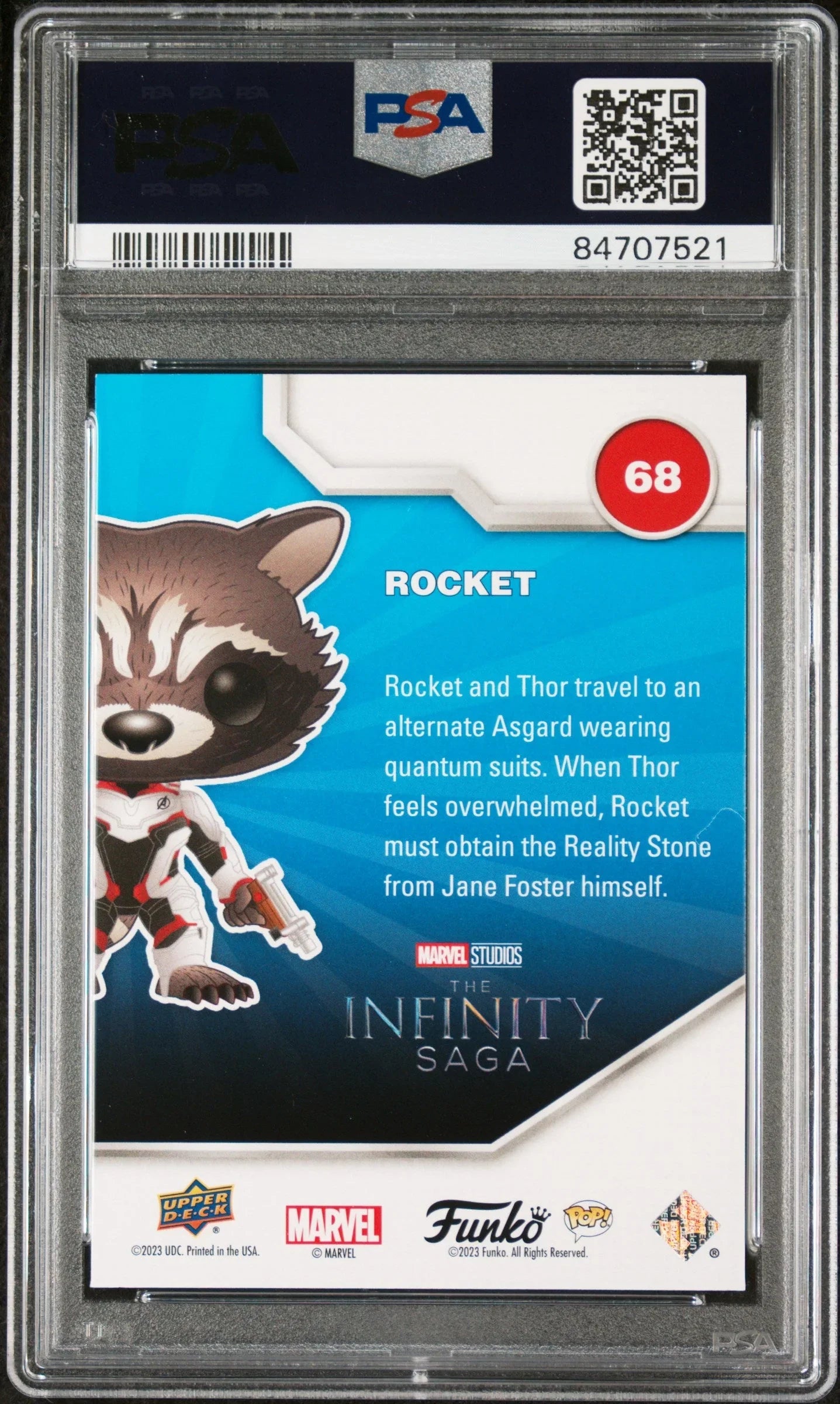 2023 UPPER DECK FUNKO POP MARVEL ROCKET PLATINUM #68 PSA 10