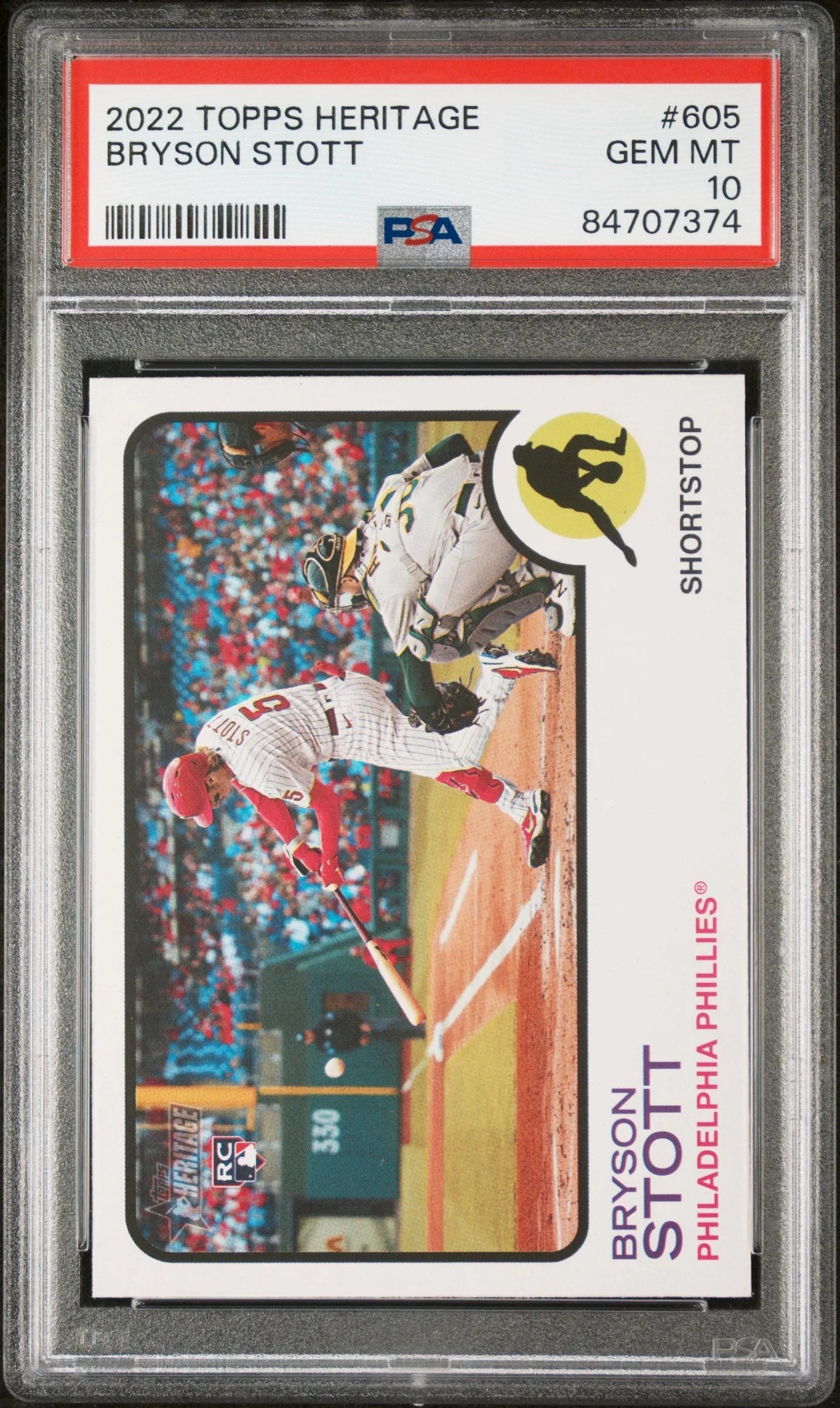 2022 TOPPS HERITAGE BRYSON STOTT #605 - PSA 10 ROOKIE CARD