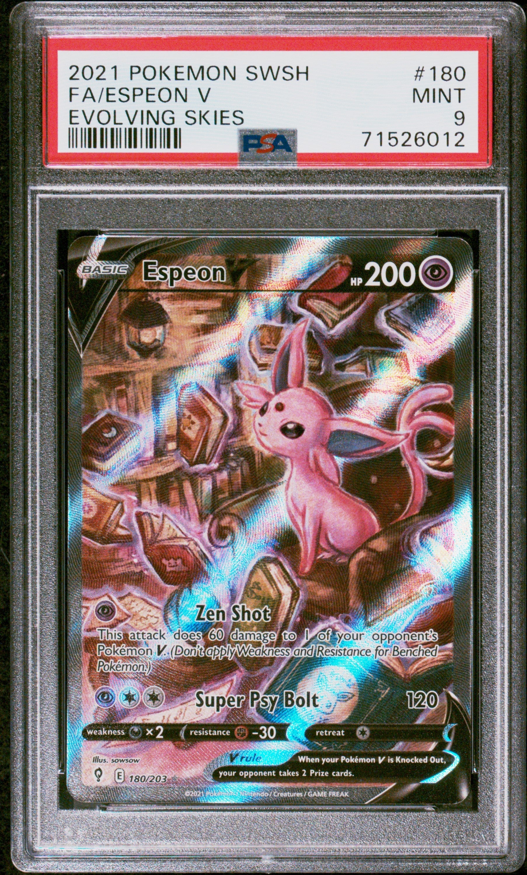 2021 POKEMON SWORD & SHIELD EVOLVING SKIES #180 FA/ESPEON V EVOLVING SKIES