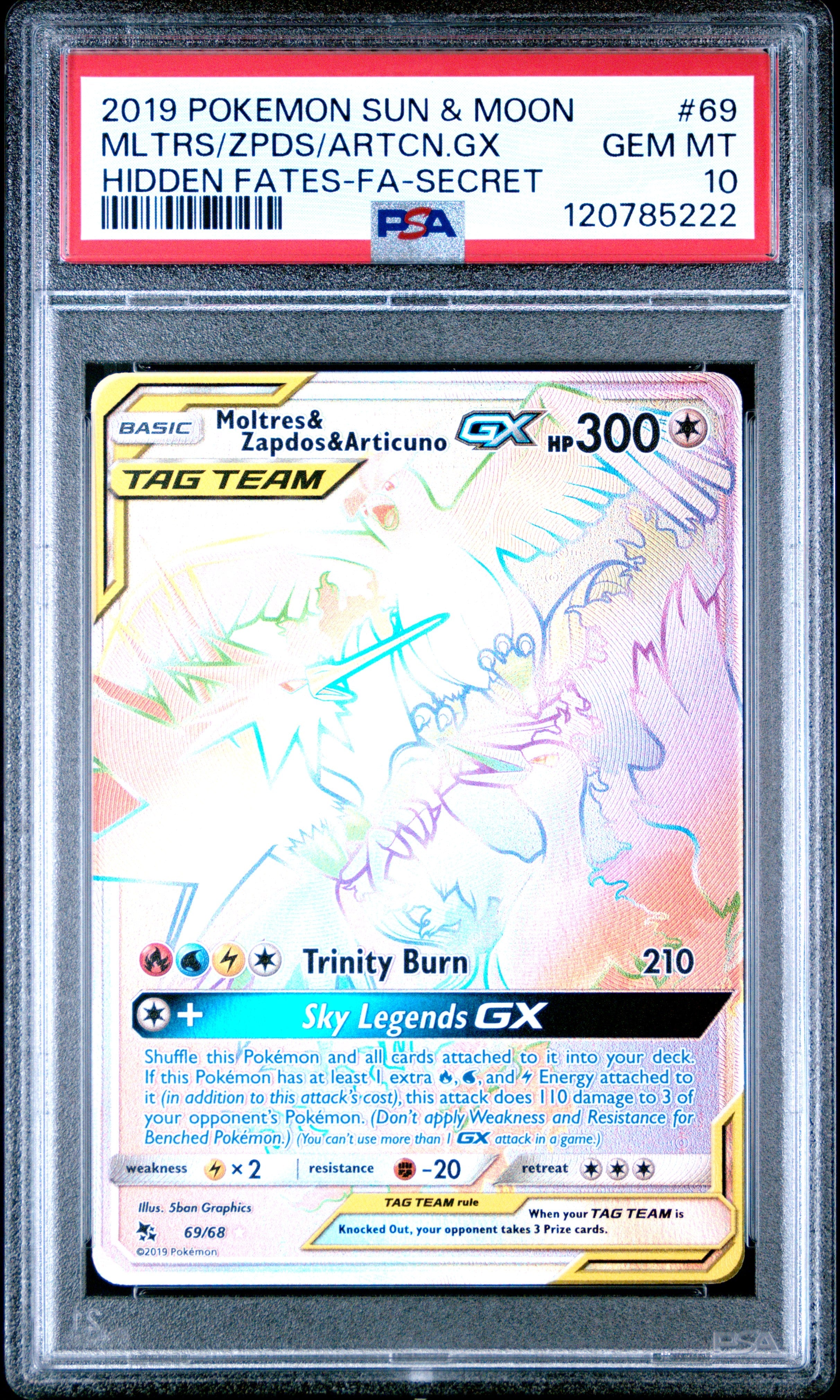 2019 POKEMON SUN & MOON HIDDEN FATES #69 MLTRS/ZPDS/ARTCN.GX HIDDEN FATES-FA-SECRET