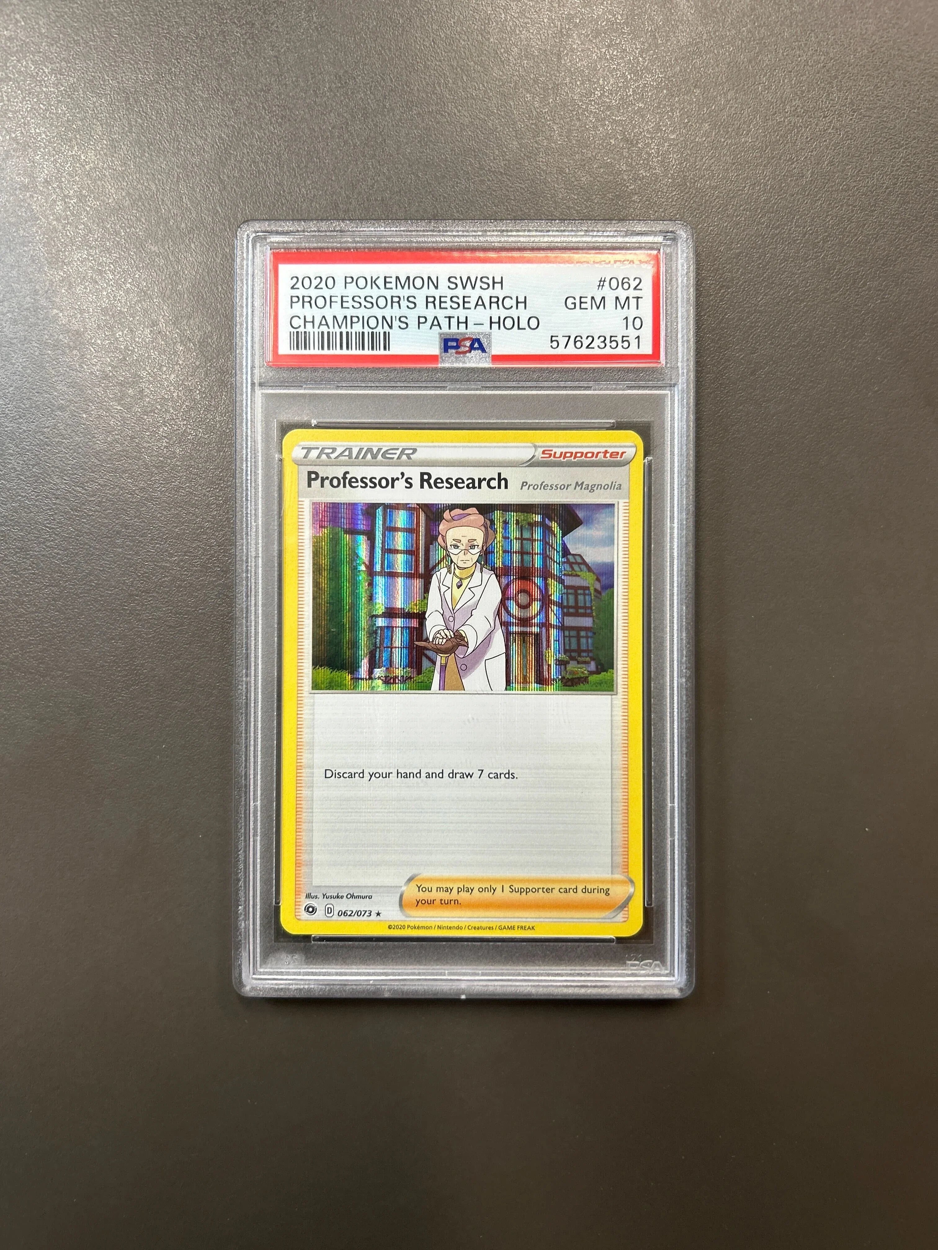 2020 POKEMON SWORD & SHIELD CHAMPION'S PATH PROFESSOR'S RESEARCH HOLO #62 PSA 10