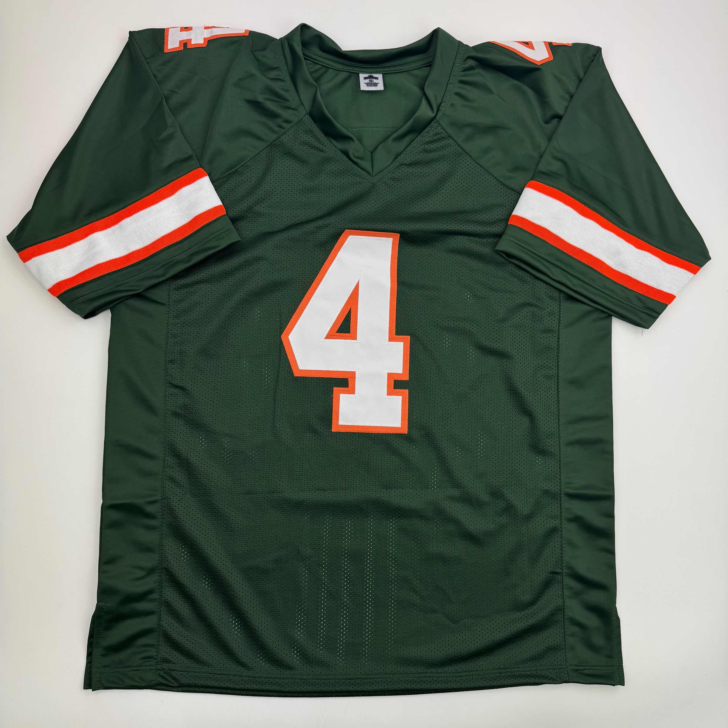 Autographed/Signed Rueben Bain Jr. Miami Green College Football Jersey Beckett BAS COA