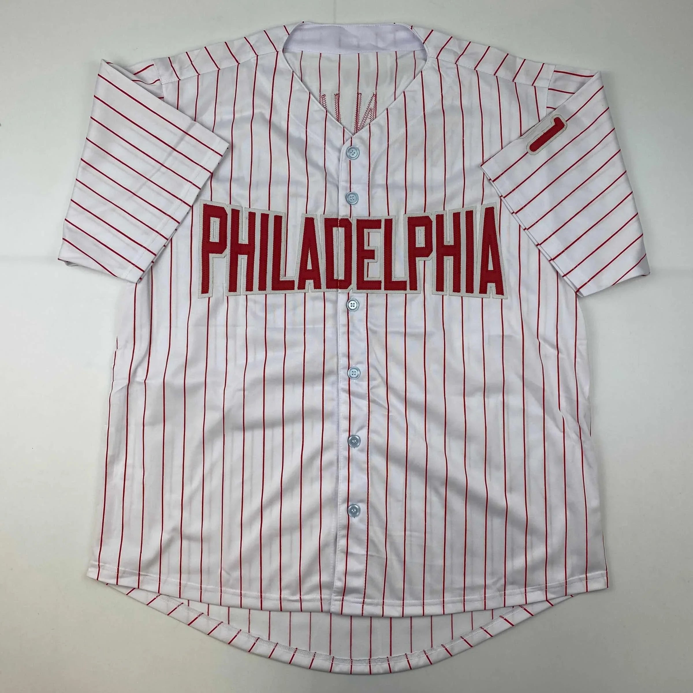 Autographed/Signed Charlie Manuel Philadelphia Pinstripe Baseball Jersey PSA/DNA COA