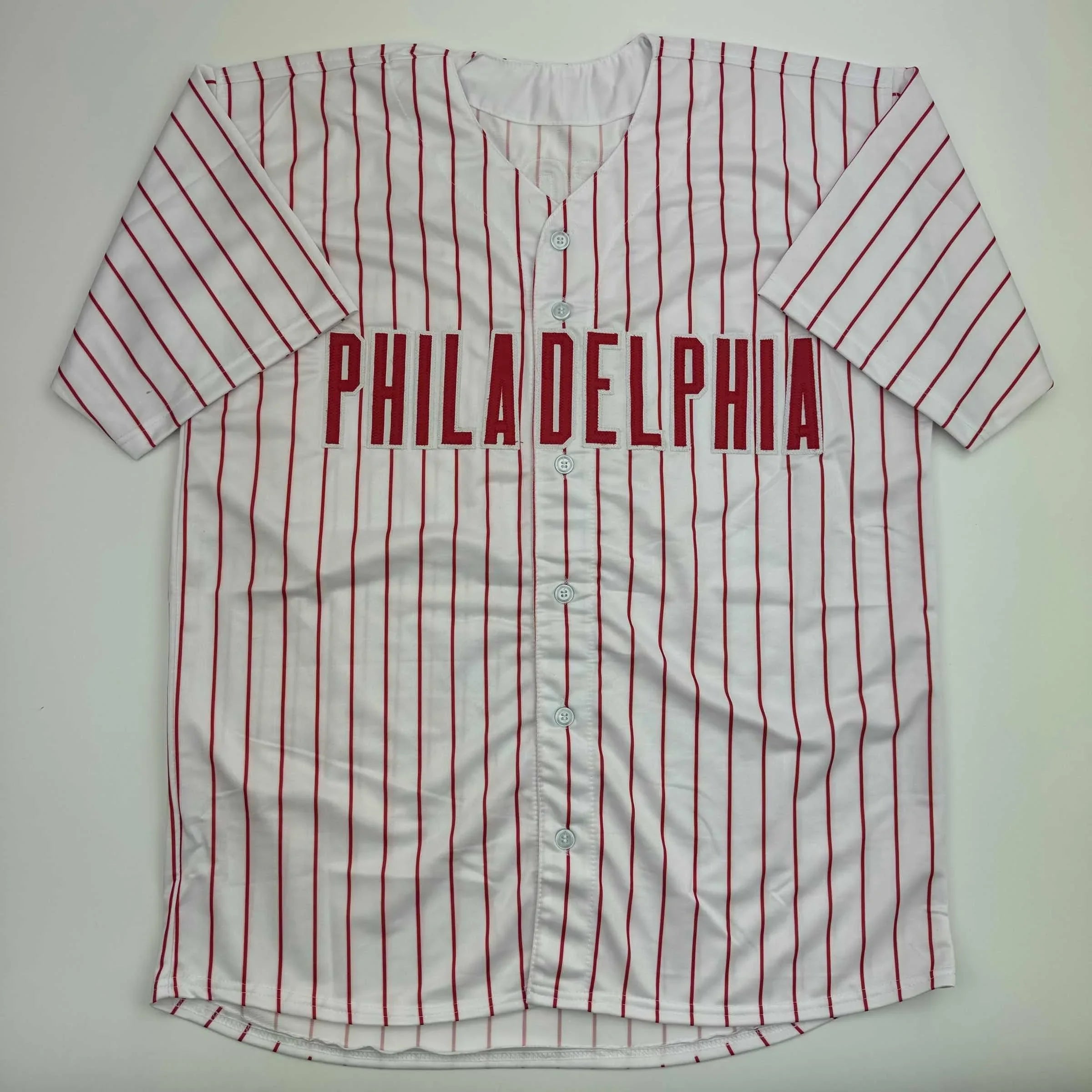 Autographed/Signed Shane Victorino Philadelphia Pinstripe Baseball Jersey PSA COA