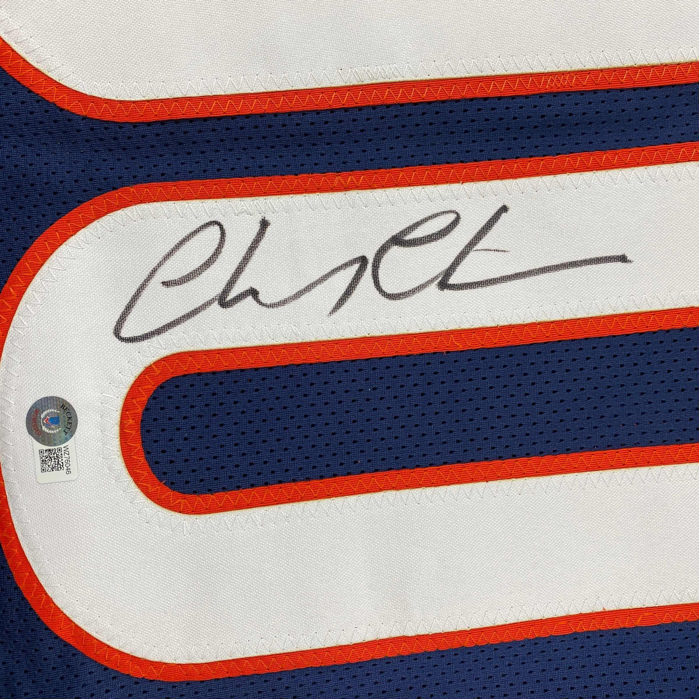 Autographed/Signed Chevy Chase Clark Griswold Christmas Vacation Chicago Blue Football Jersey Beckett BAS COA
