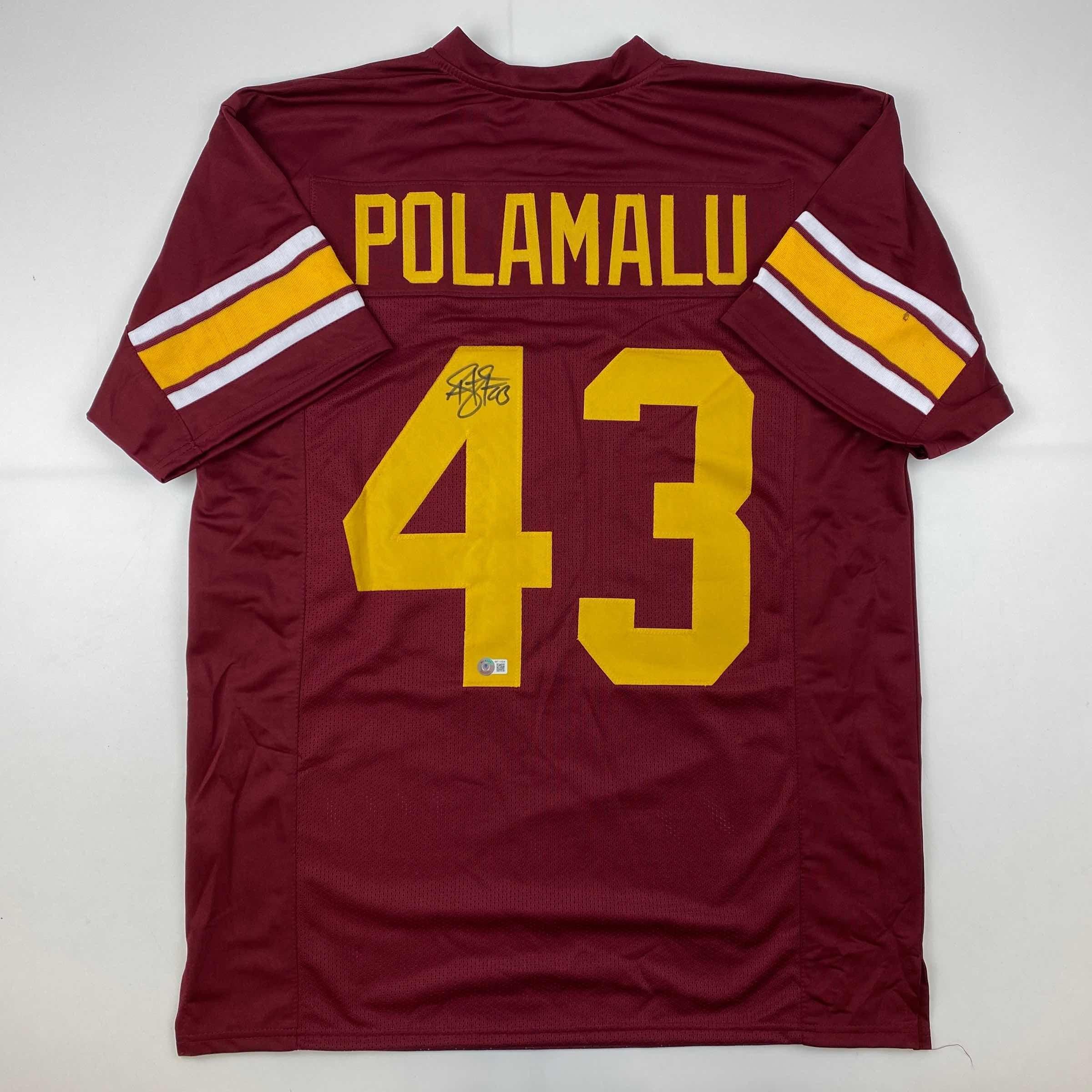 Autographed/Signed Troy Polamalu USC Southen Cal Maroon College Football Jersey Beckett BAS COA