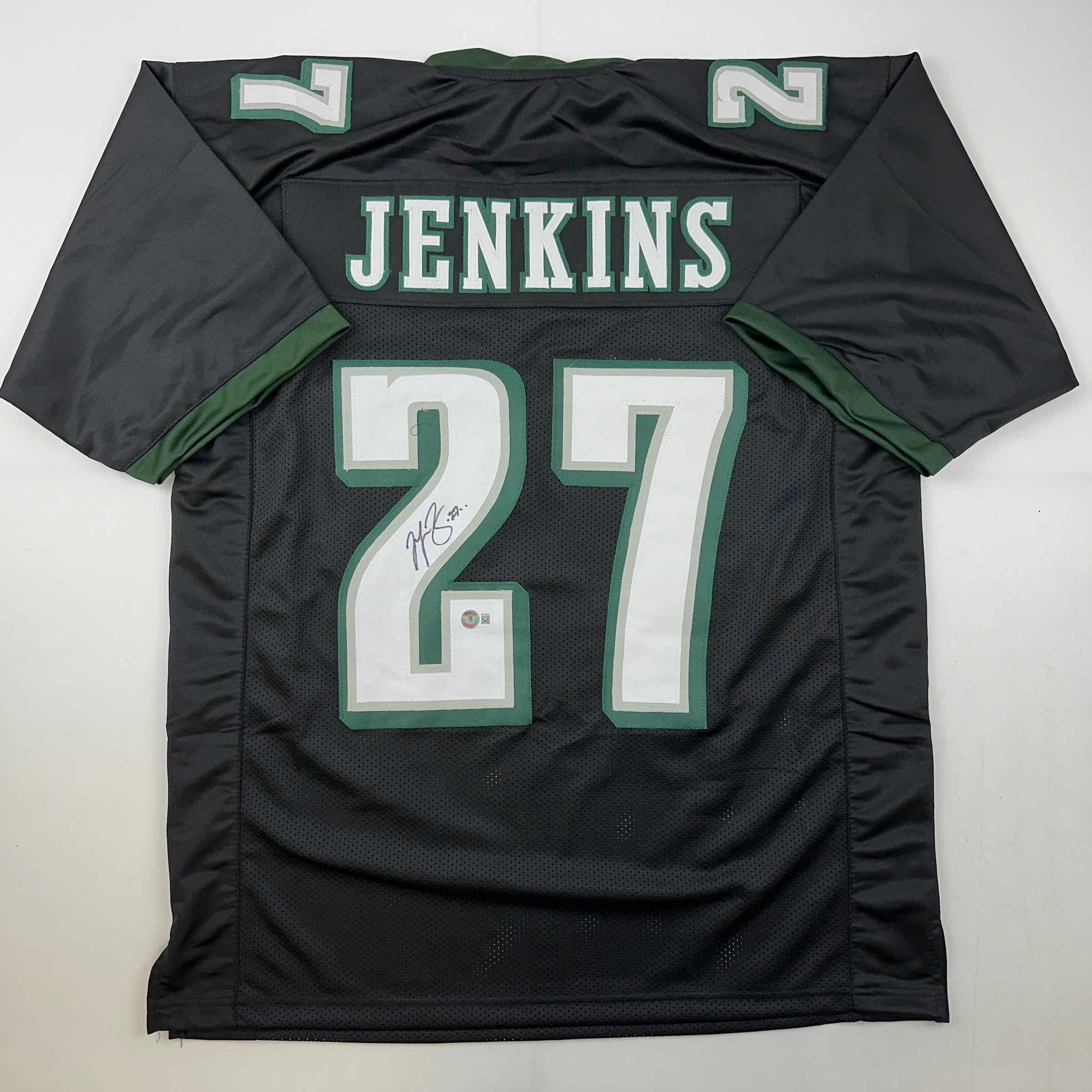 Autographed/Signed Malcolm Jenkins Philadelphia Black Football Jersey Beckett BAS COA