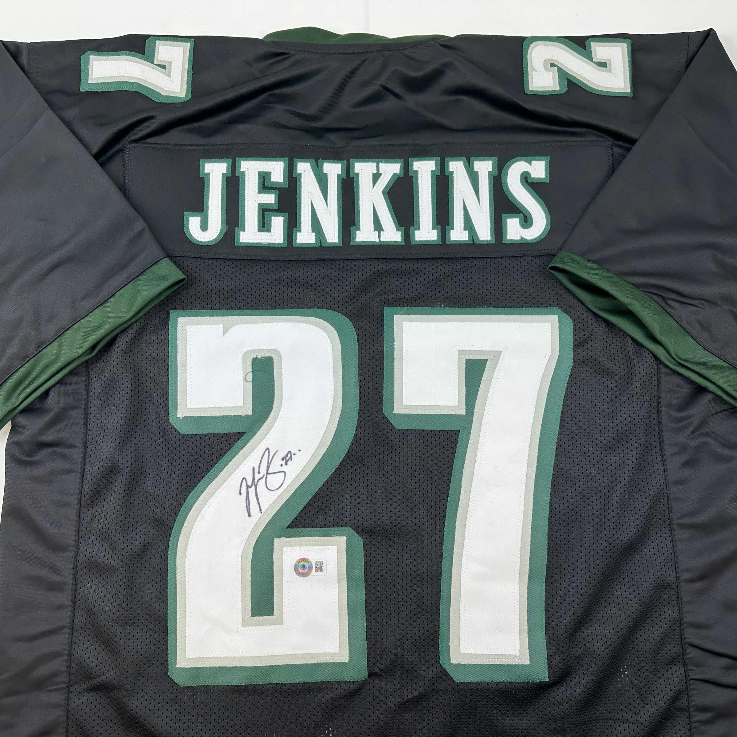 Autographed/Signed Malcolm Jenkins Philadelphia Black Football Jersey Beckett BAS COA