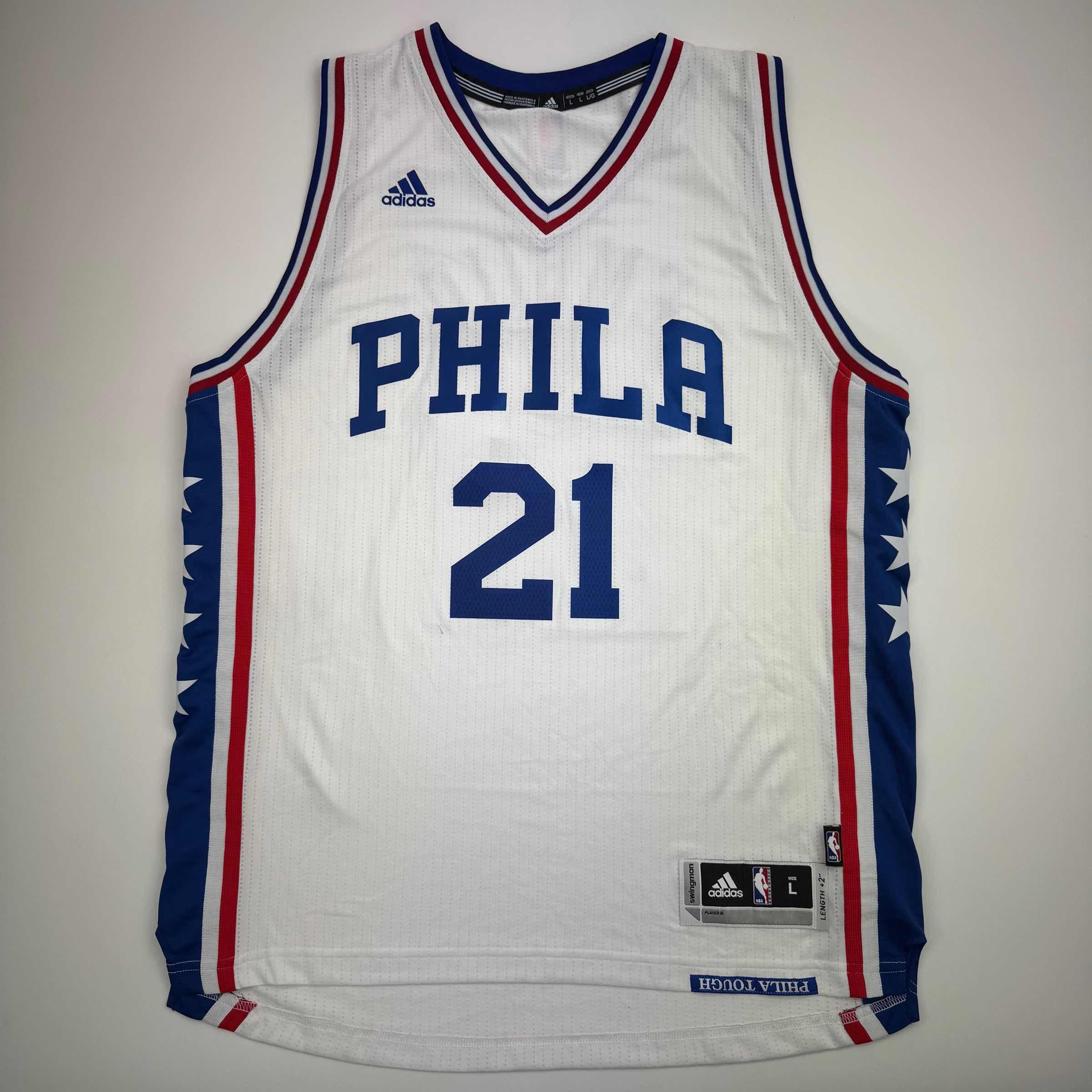 Autographed/Signed Joel Embiid Philadelphia White Basketball Jersey JSA COA
