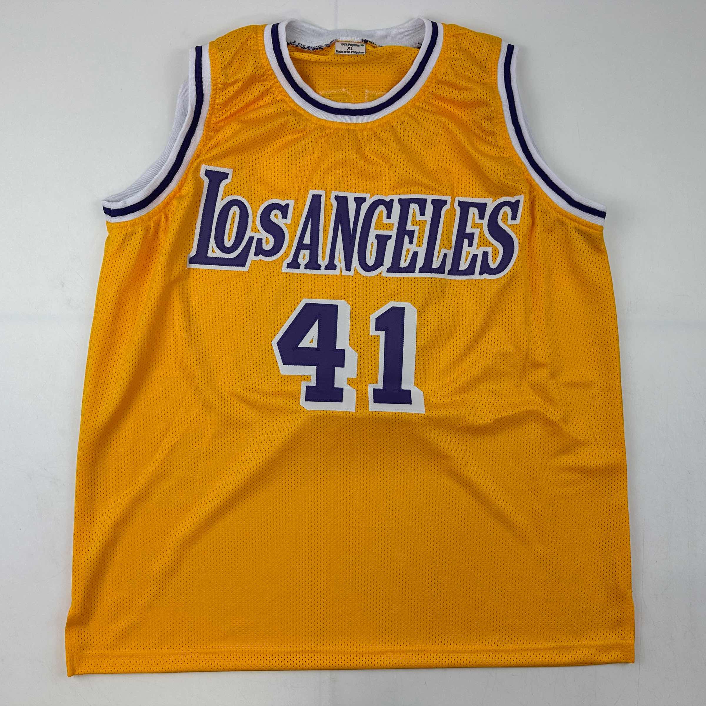 Autographed/Signed Glen Rice Los Angeles LA Yellow Basketball Jersey Beckett BAS COA
