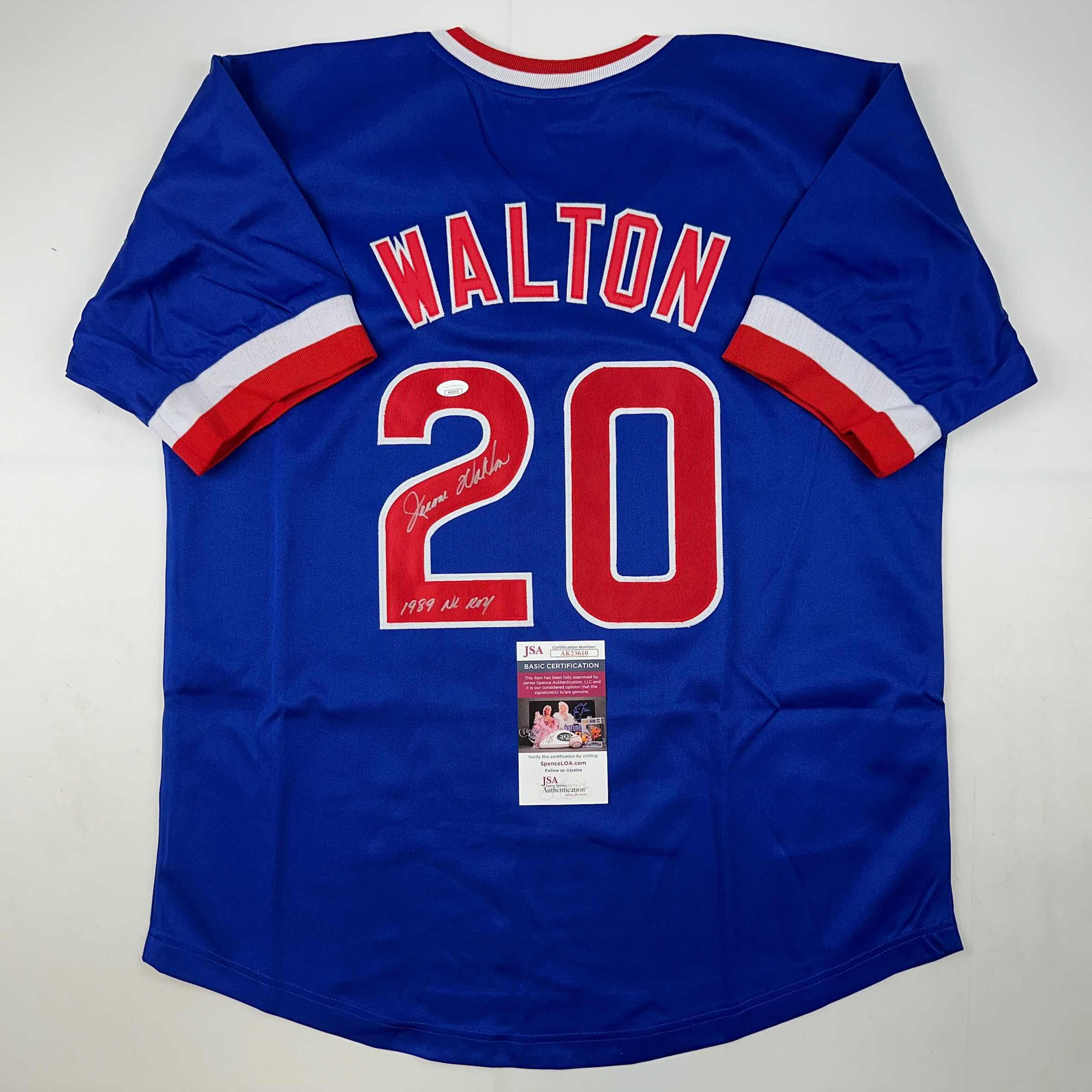 Autographed/Signed Jerome Walton 1989 NL ROY Chicago Blue Baseball Jersey JSA COA