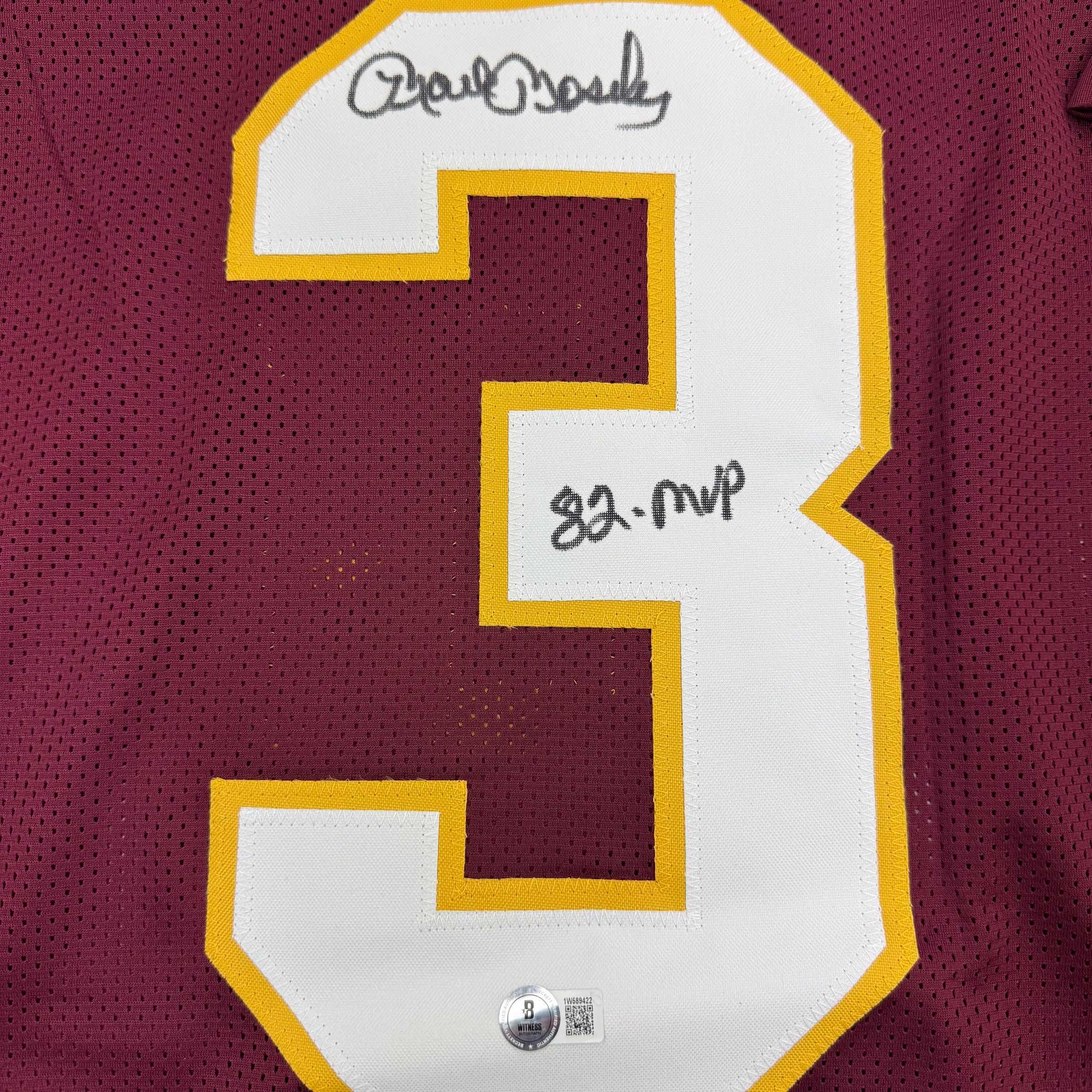 Autographed/Signed Mark Moseley 82 MVP Washington Burgundy Football Jersey Beckett BAS COA