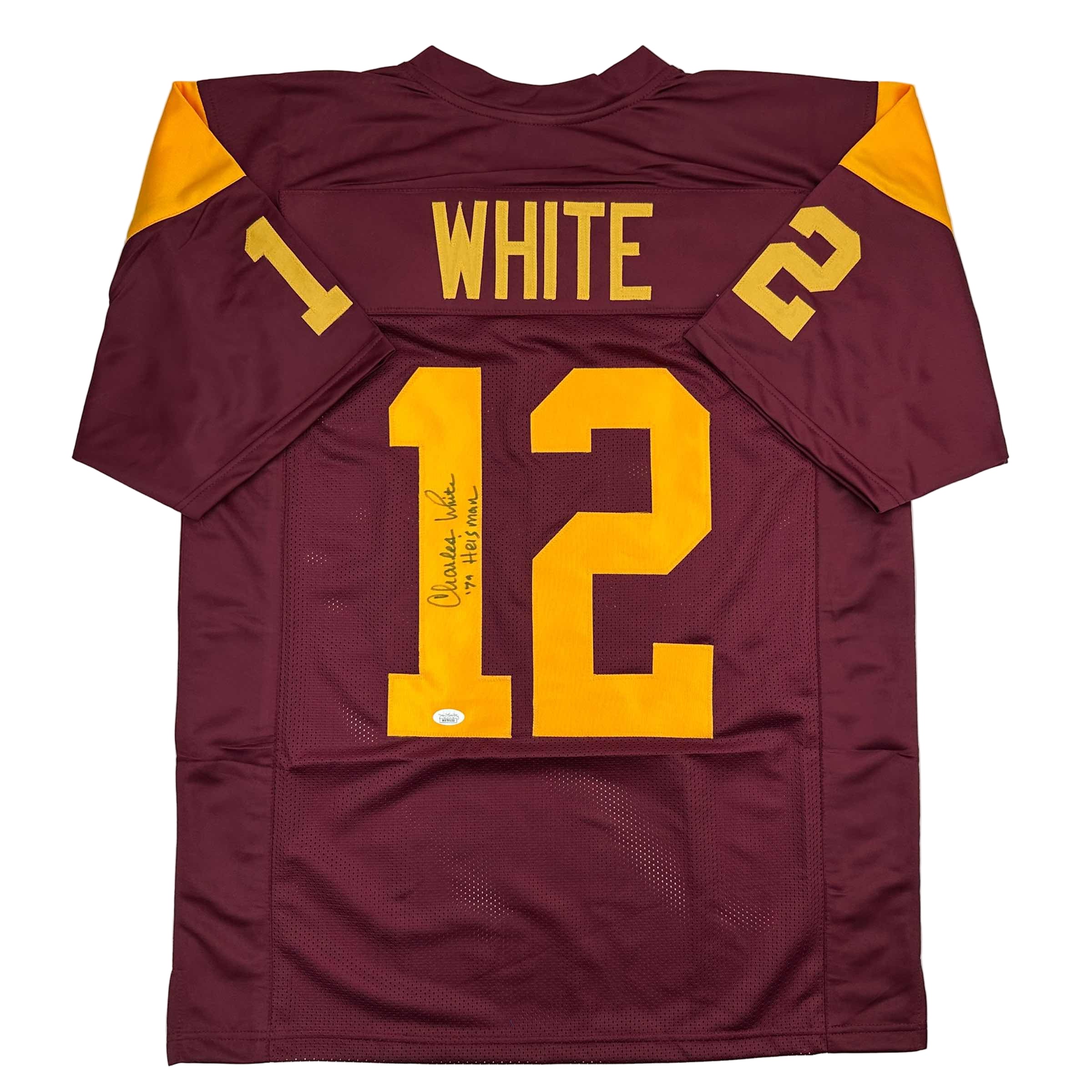 Autographed/Signed Charles White 79 Heisman USC Southen Cal Maroon College Football Jersey JSA COA