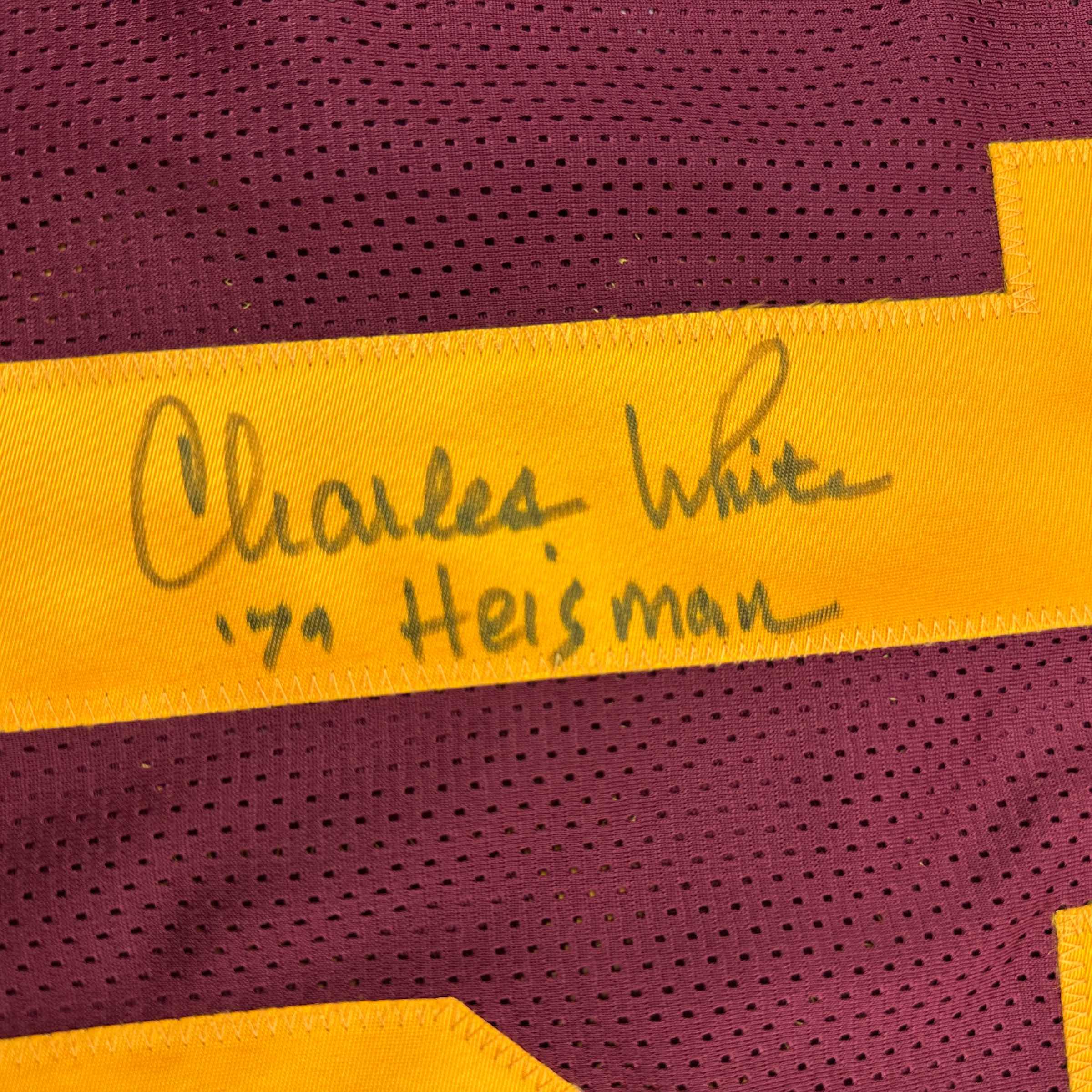 Autographed/Signed Charles White 79 Heisman USC Southen Cal Maroon College Football Jersey JSA COA