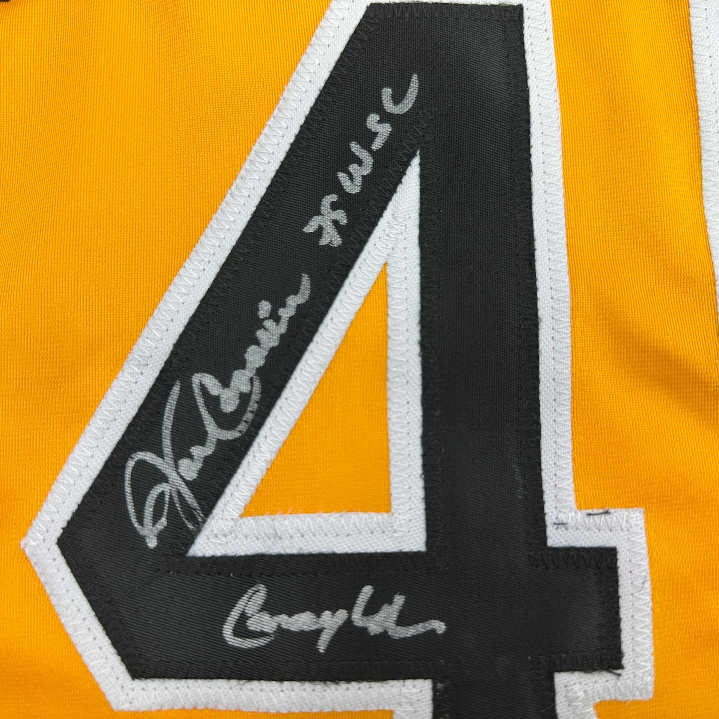 Autographed/Signed John Candelaria Pittsburgh Yellow Baseball Jersey JSA COA