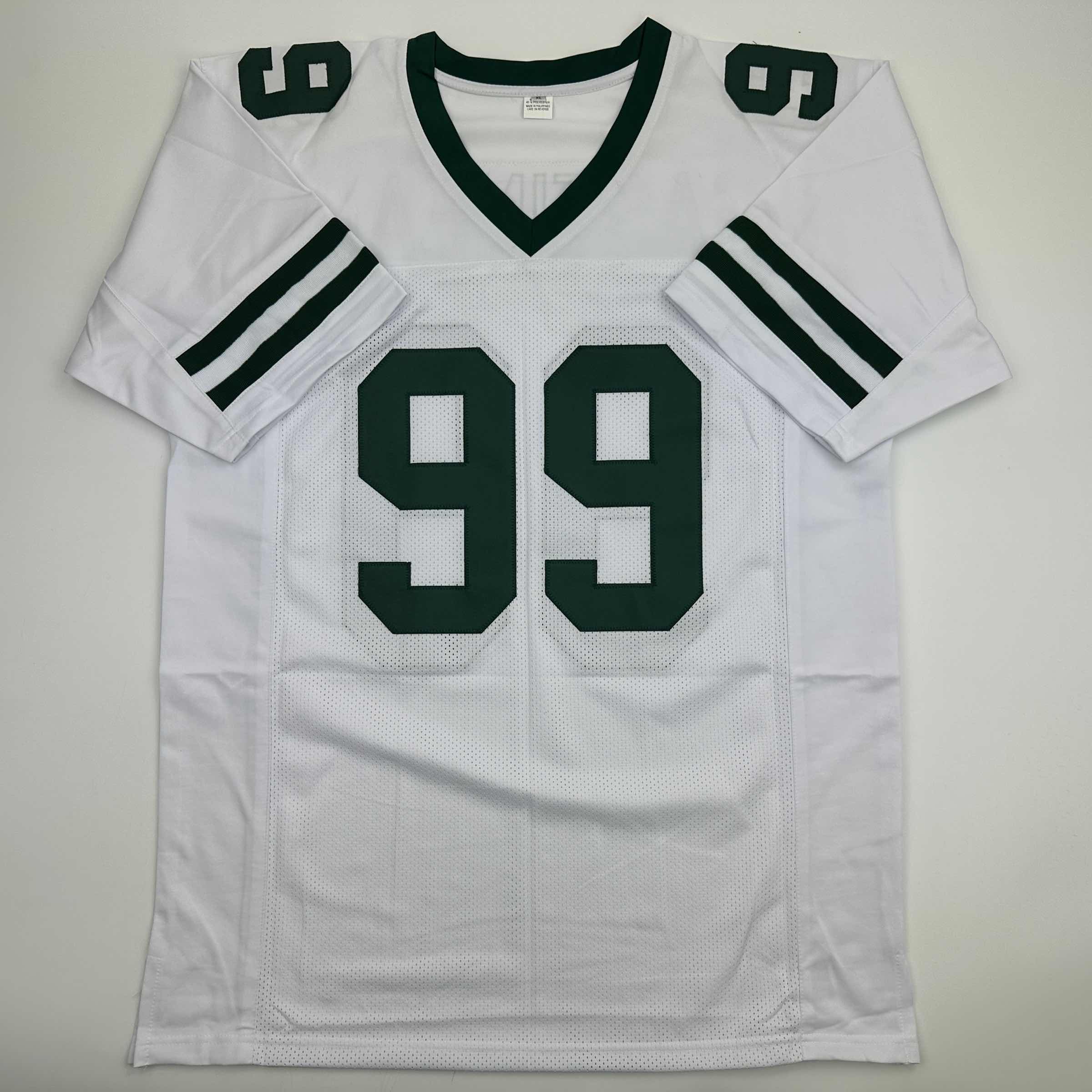 Autographed/Signed Mark Gastineau New York White Football Jersey JSA COA